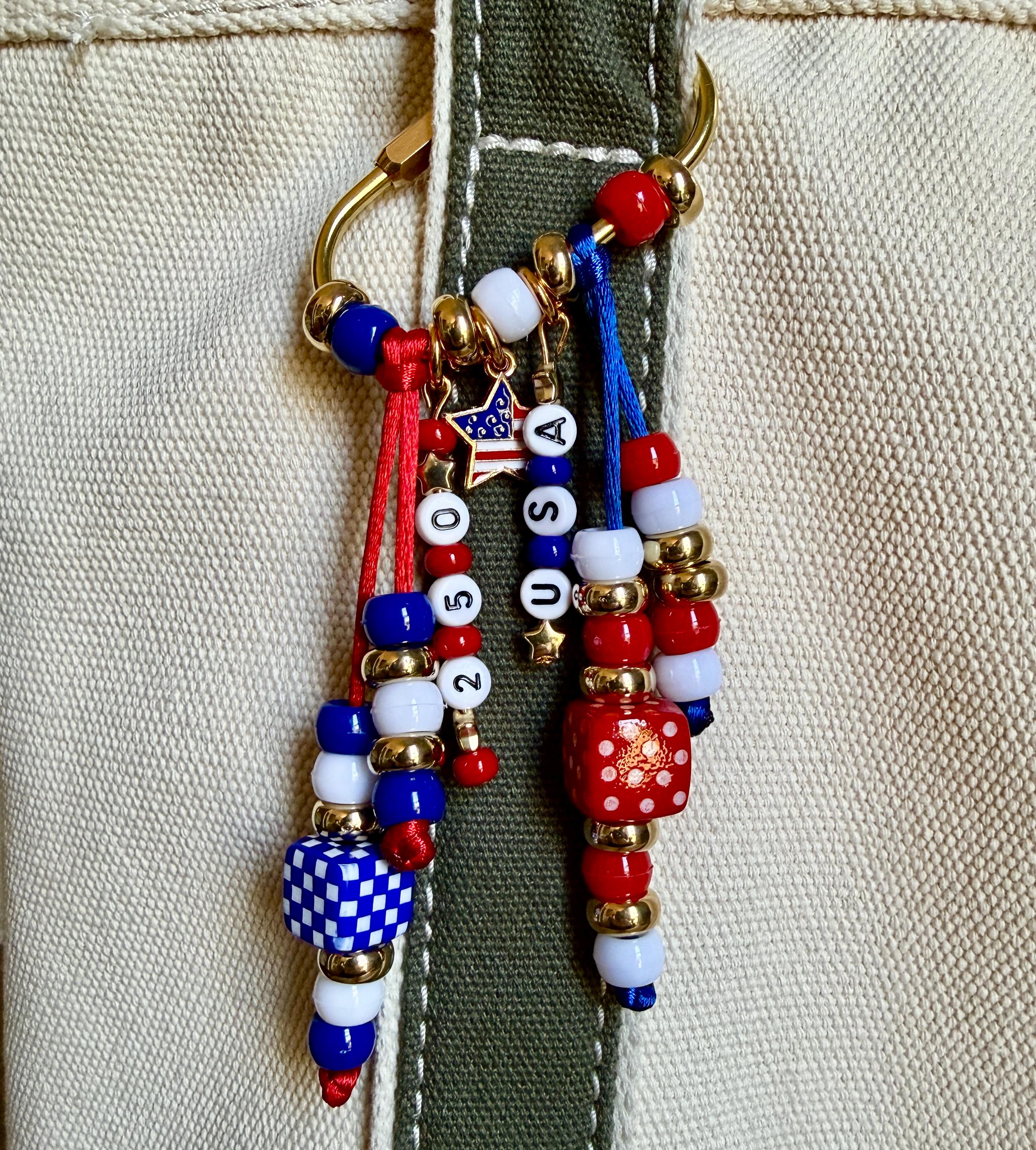 Patriotic USA Beaded Purse Charm view 3