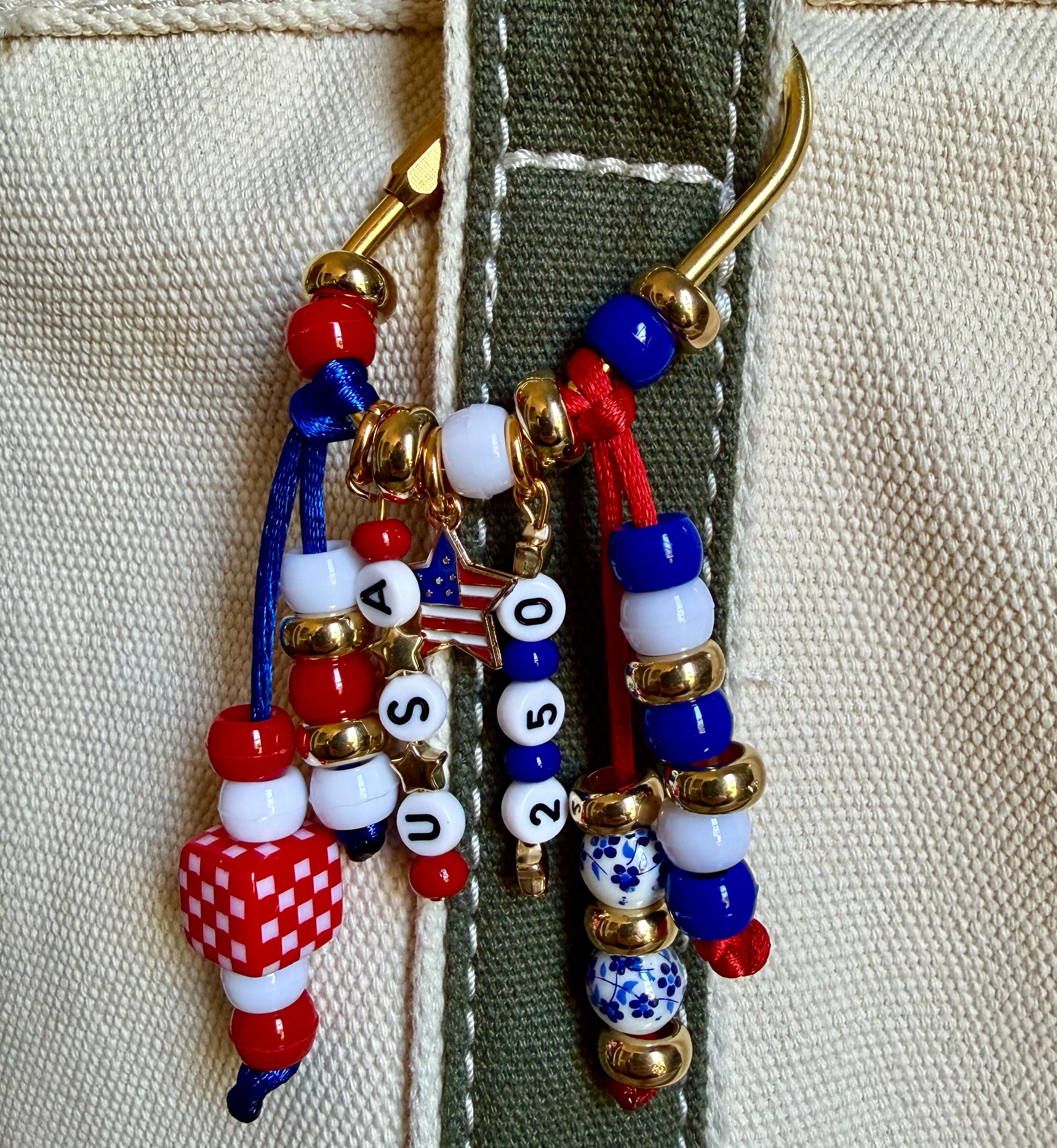 Blue Floral USA Bag Charm view 3