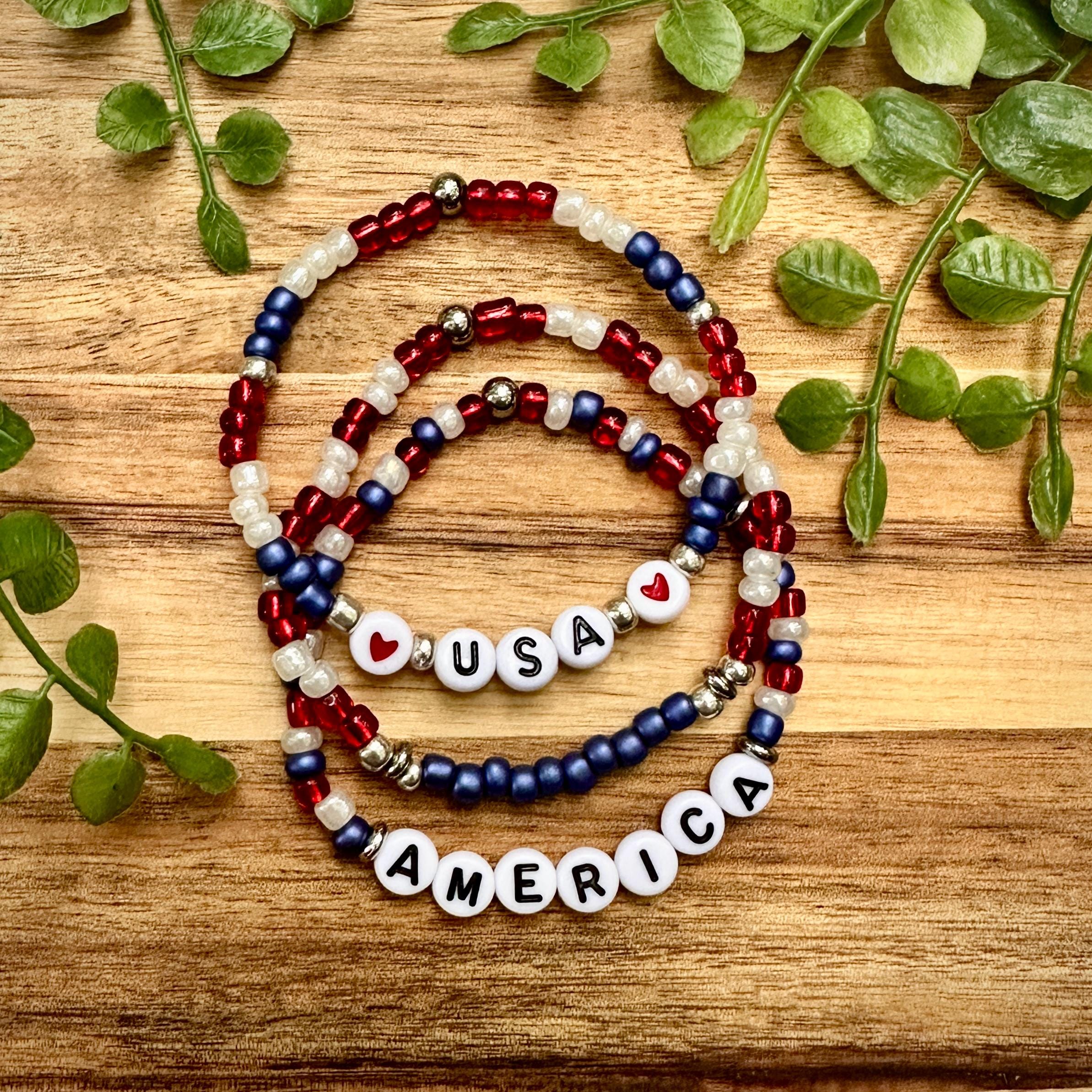 Patriotic 4th of July Bracelet Stack: Red, White & Blue S...