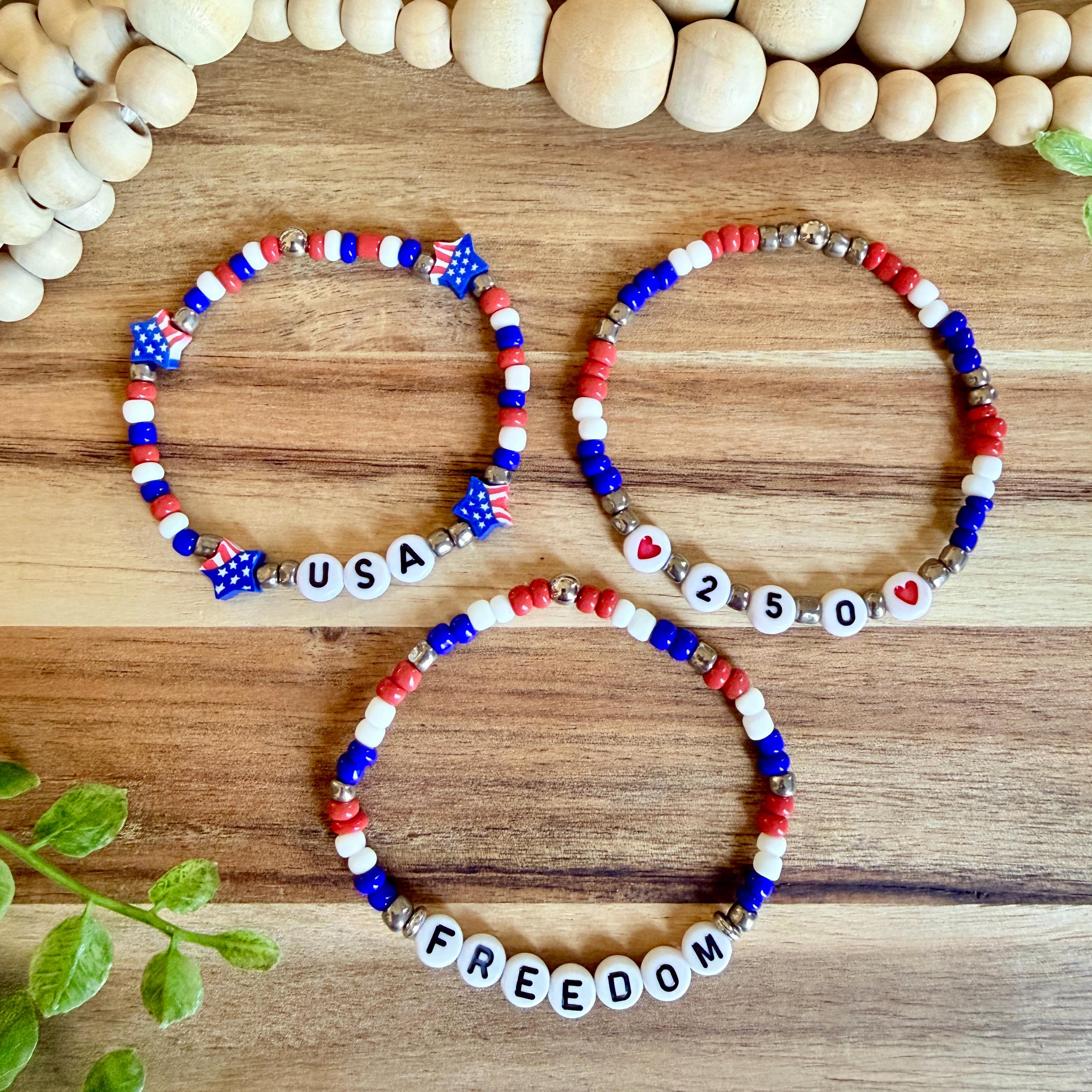 Red White & Blue Freedom Bracelet Stack view 2