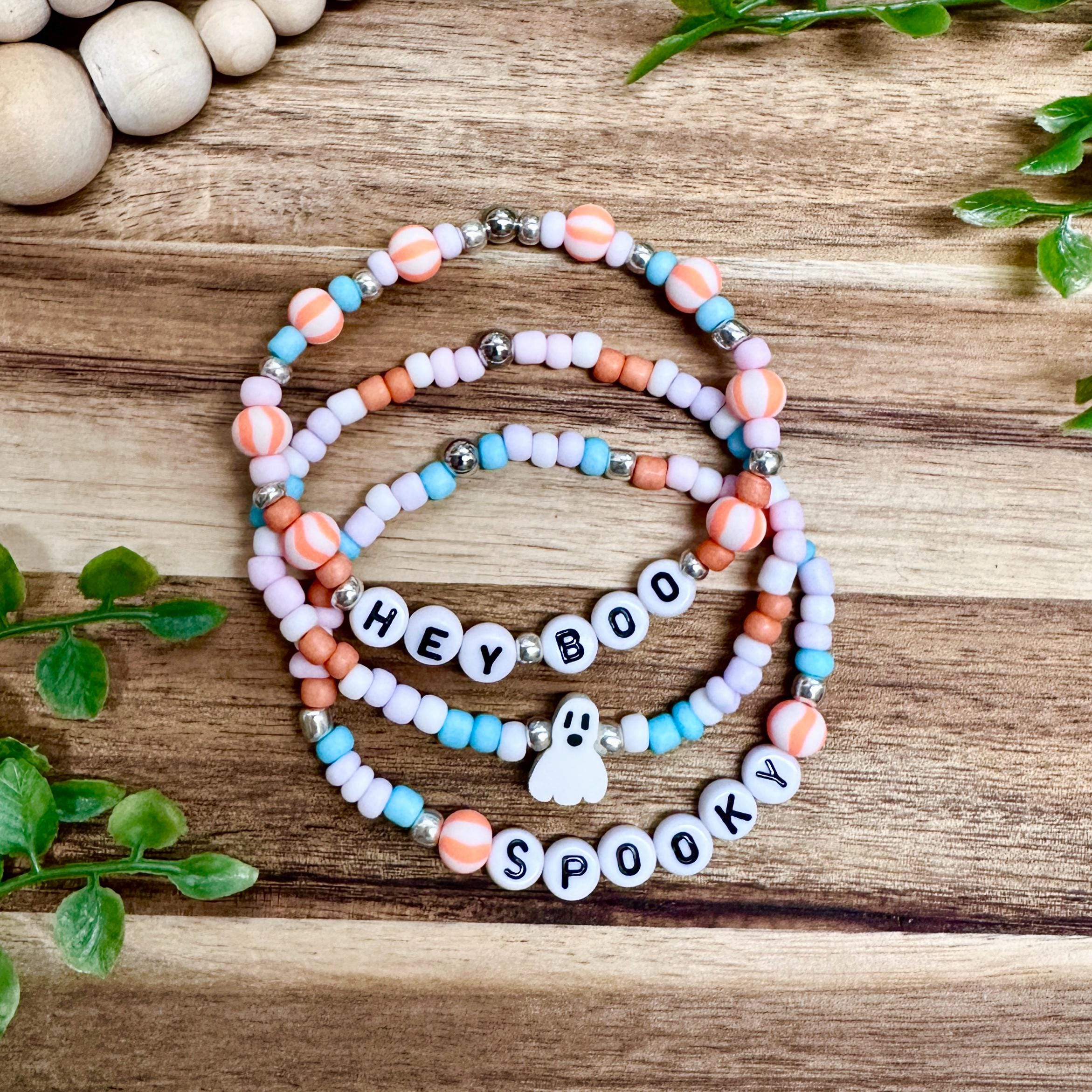 Halloween Bracelet Stack | Ghost Bracelets | Friendship B...