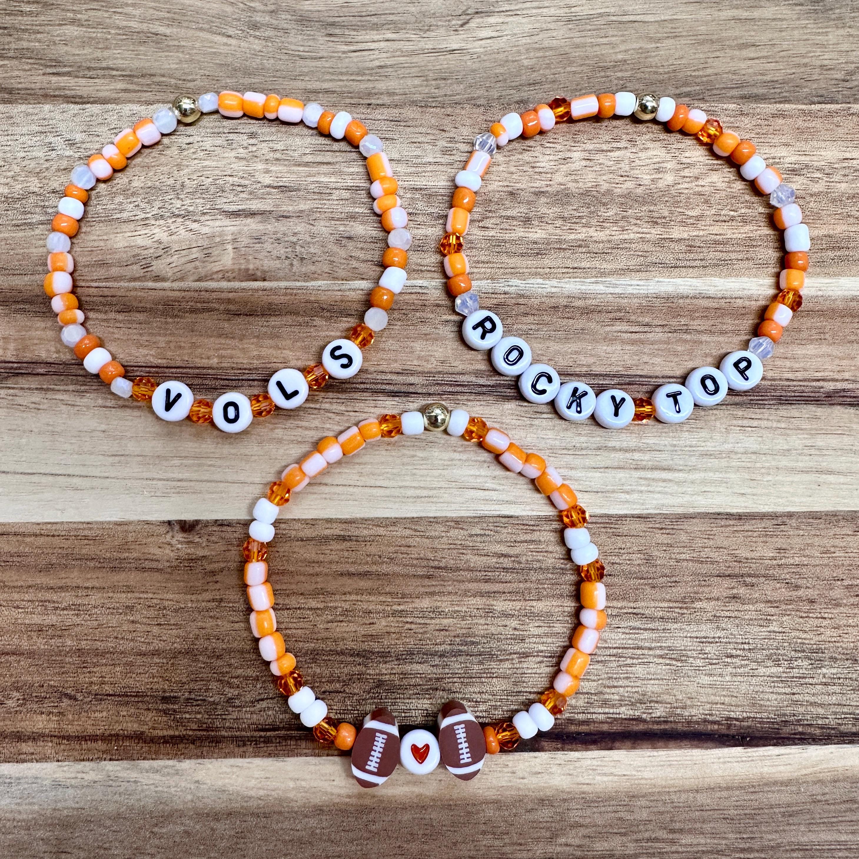 Rocky Top Beaded Bracelet Stack with Orange & White view 2
