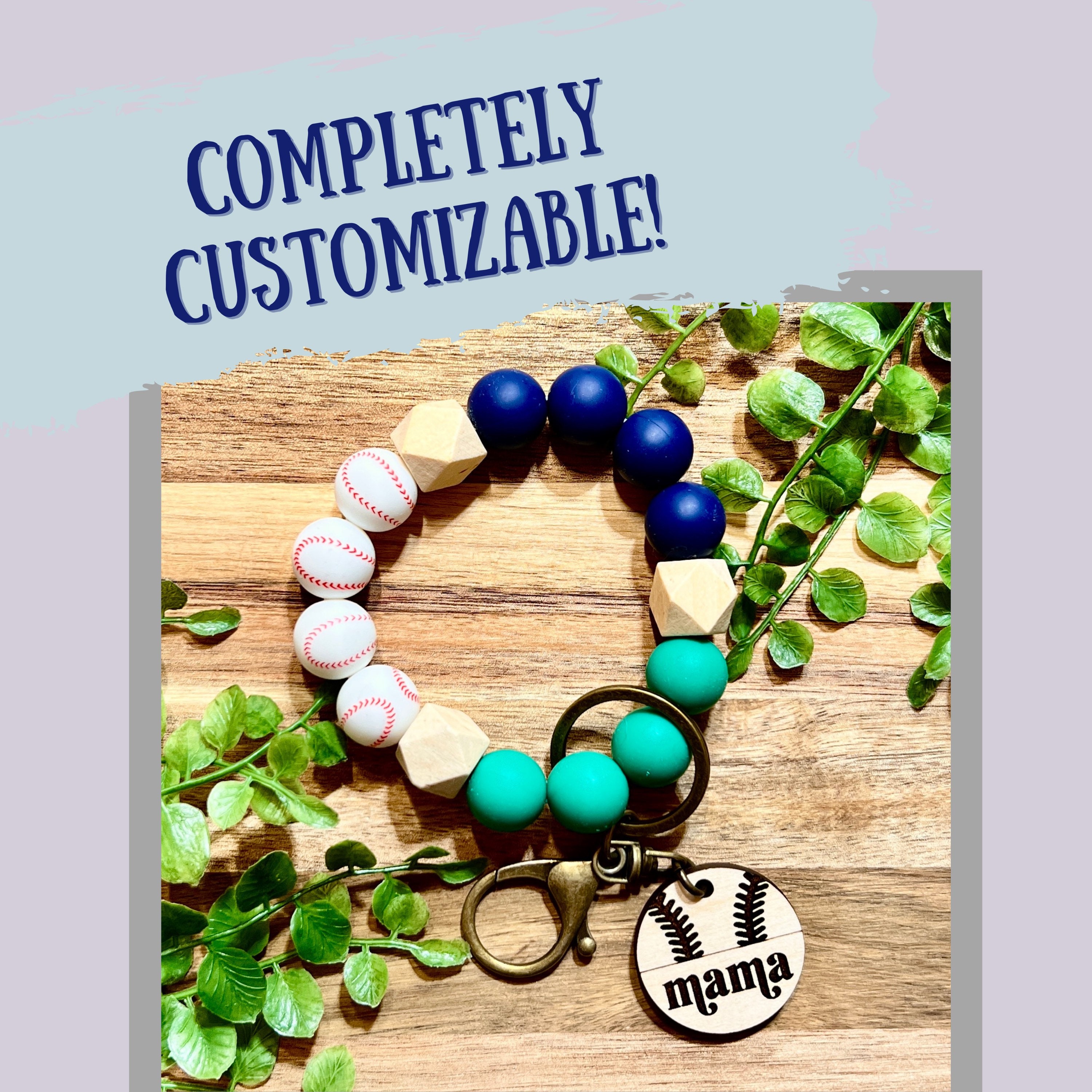 Bead Wristlet | Baseball | Wristlet | Silicone Bead Wrist...