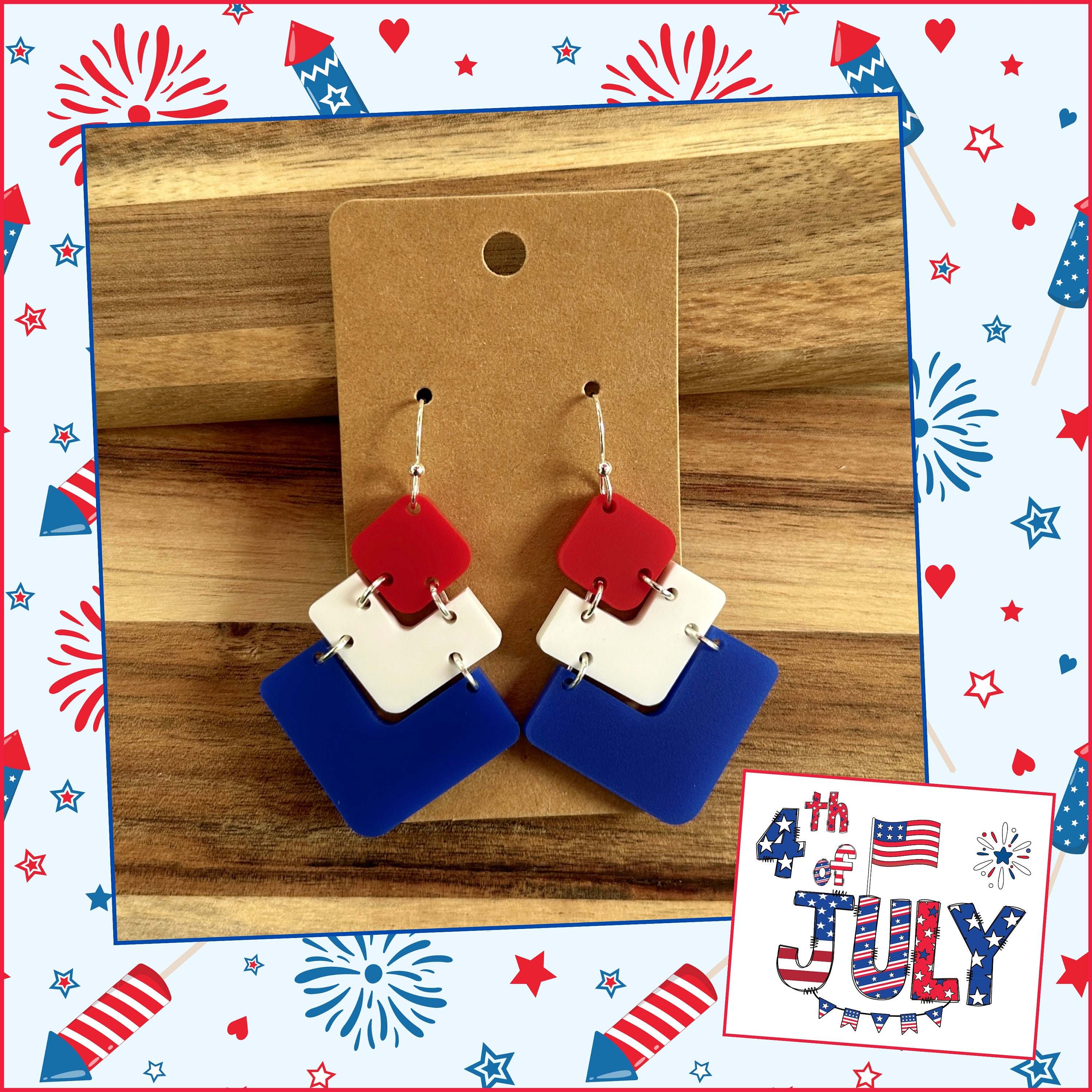 Earrings | 4th of July Earrings | Fourth of July Earrings...