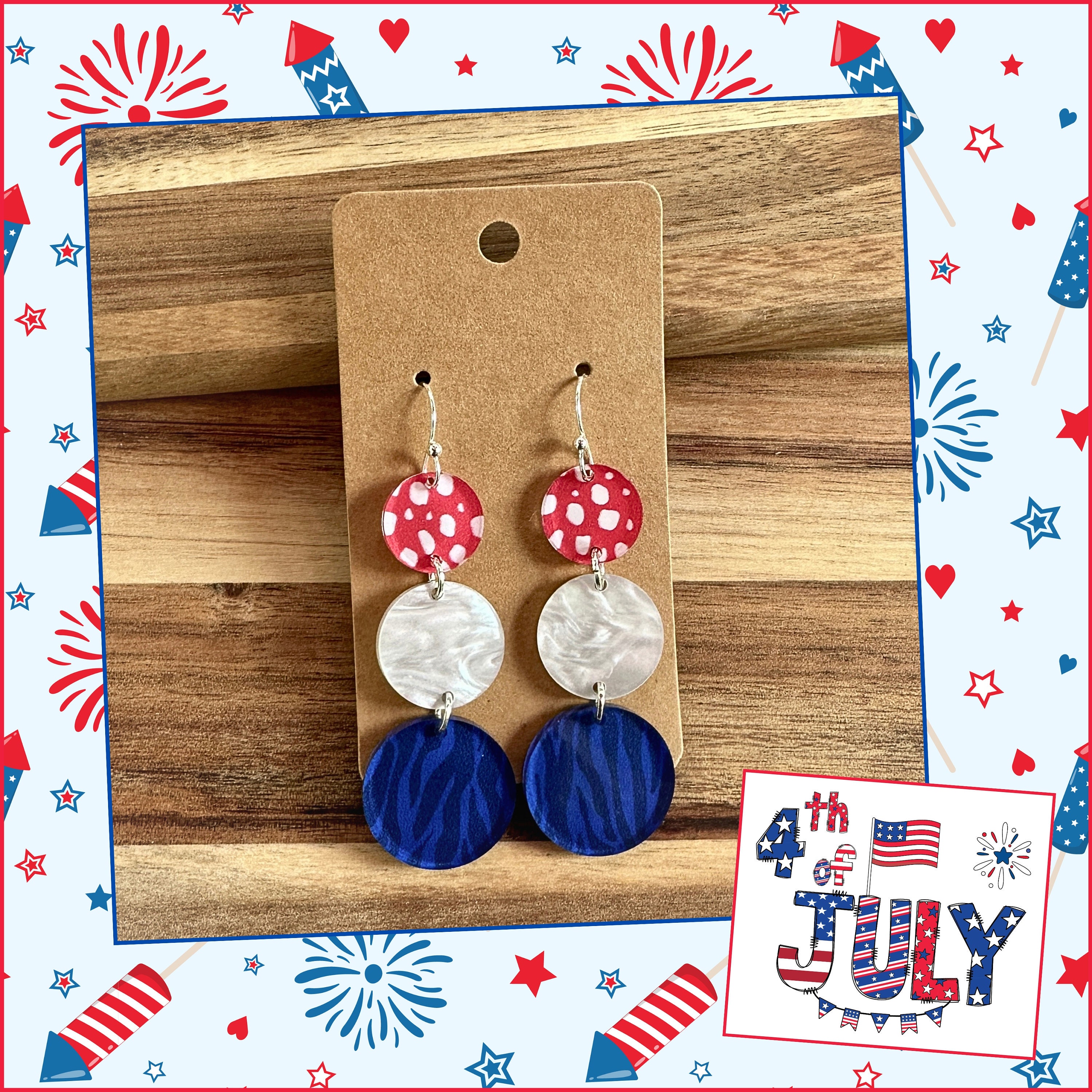 Earrings | 4th of July Earrings | Fourth of July Earrings...
