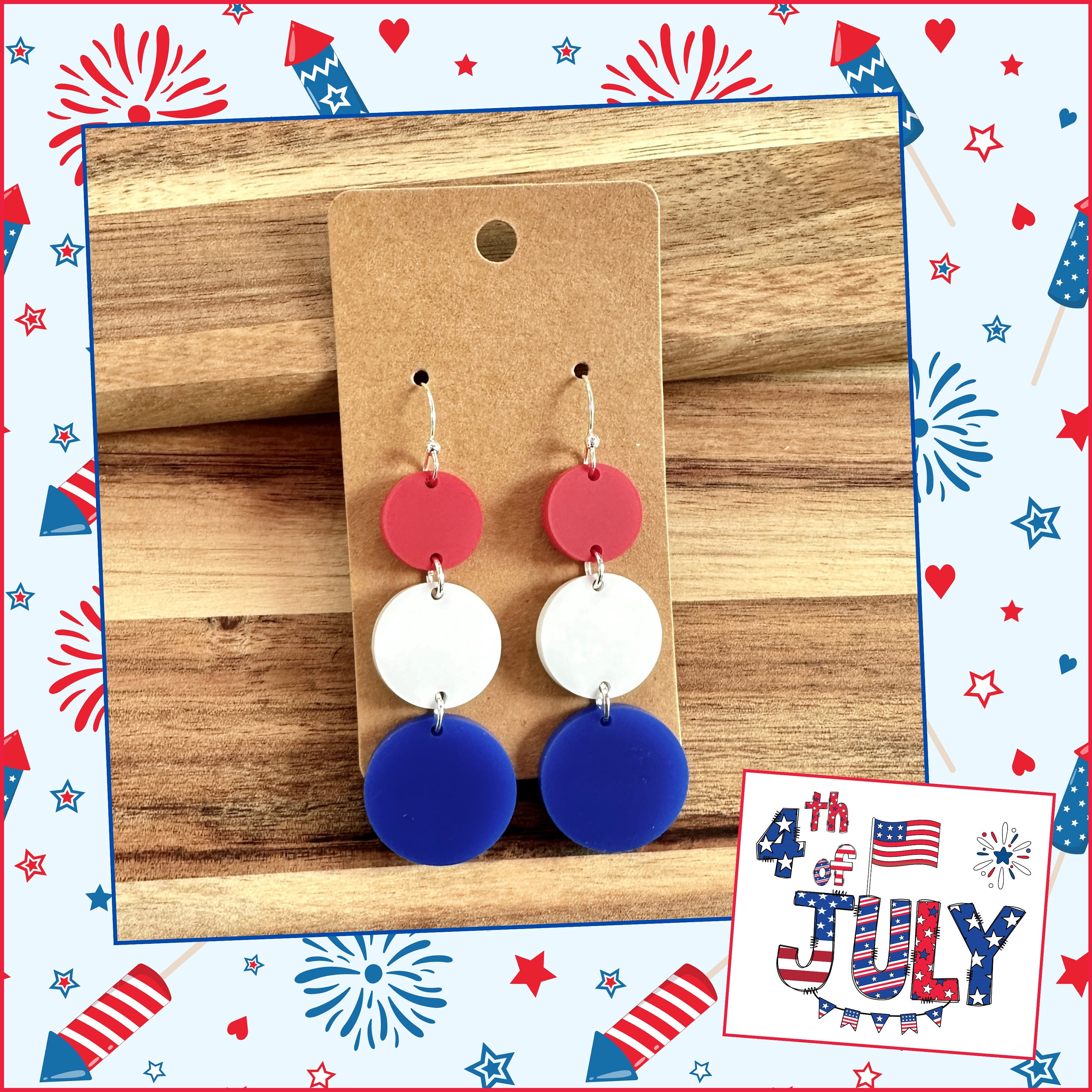 Earrings | 4th of July Earrings | Fourth of July Earrings...
