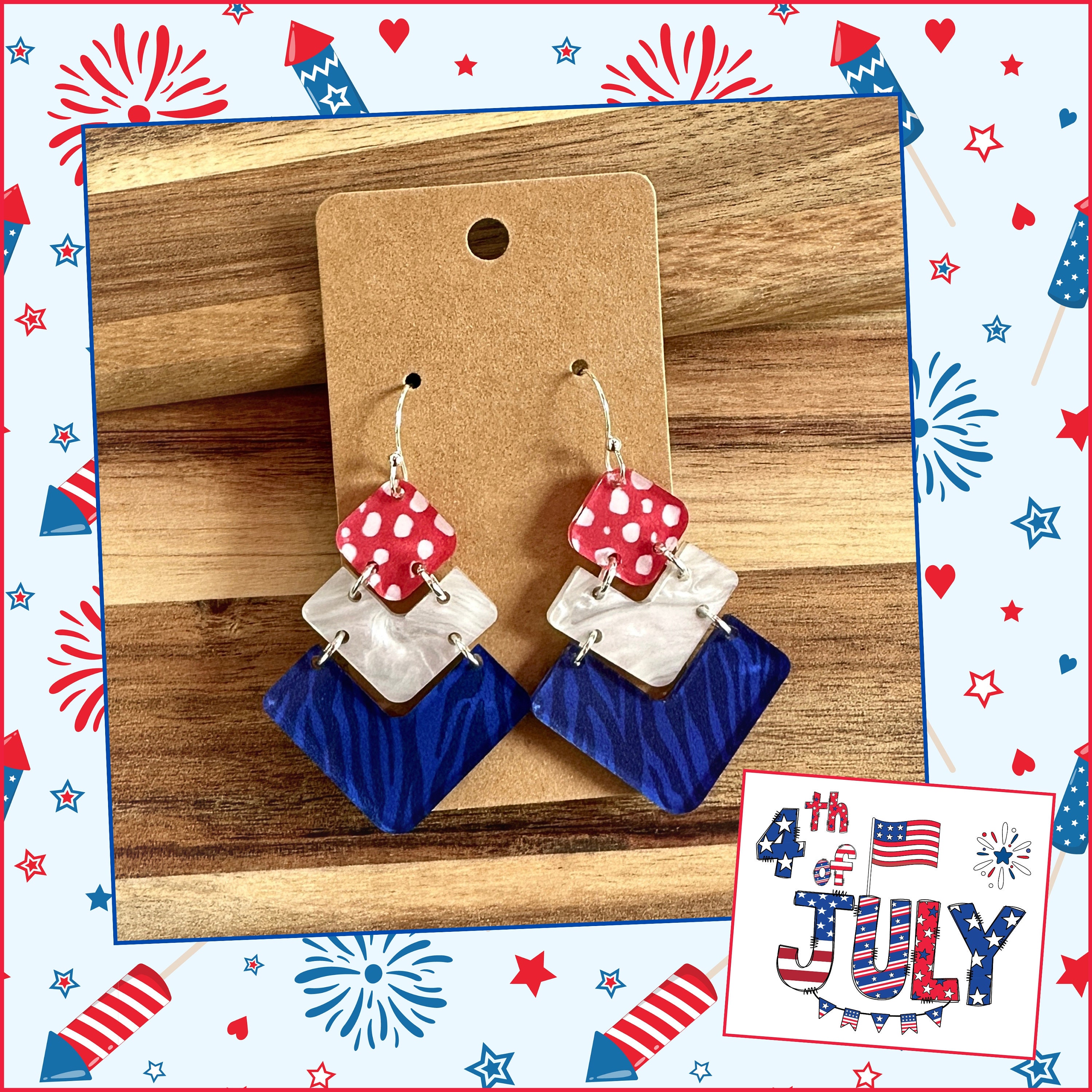 Earrings | 4th of July Earrings | Fourth of July Earrings...