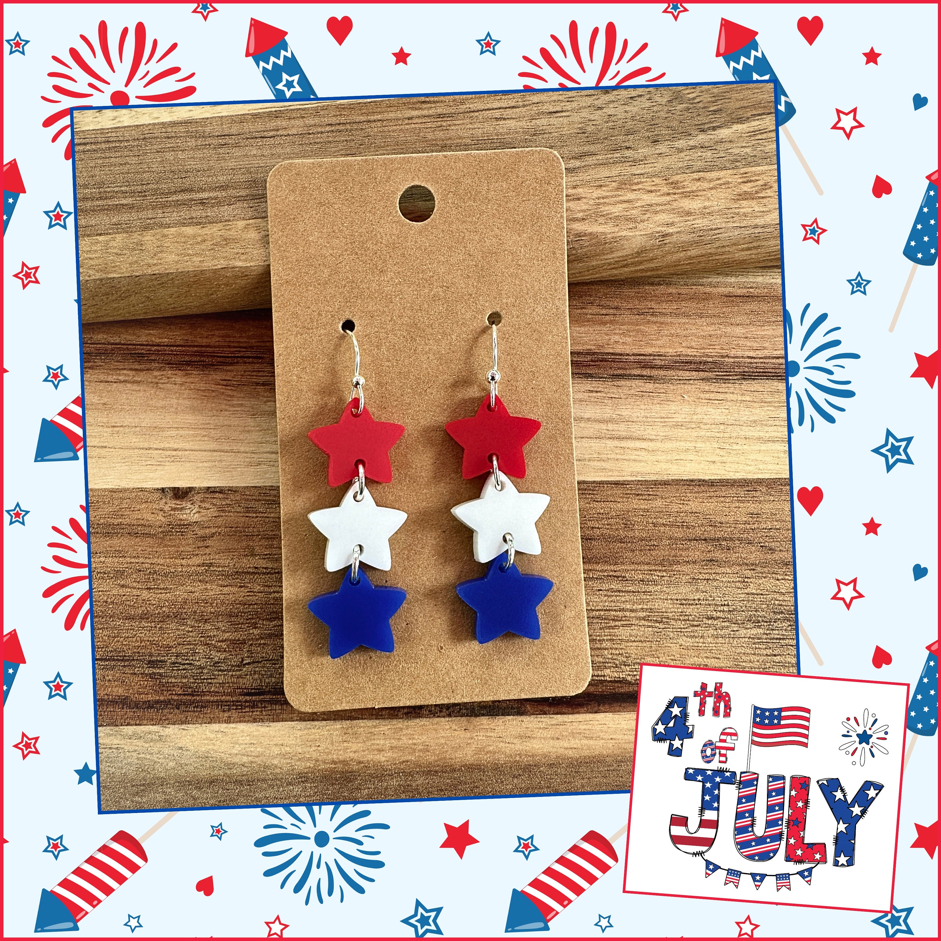 Earrings | 4th of July Earrings | Fourth of July Earrings...