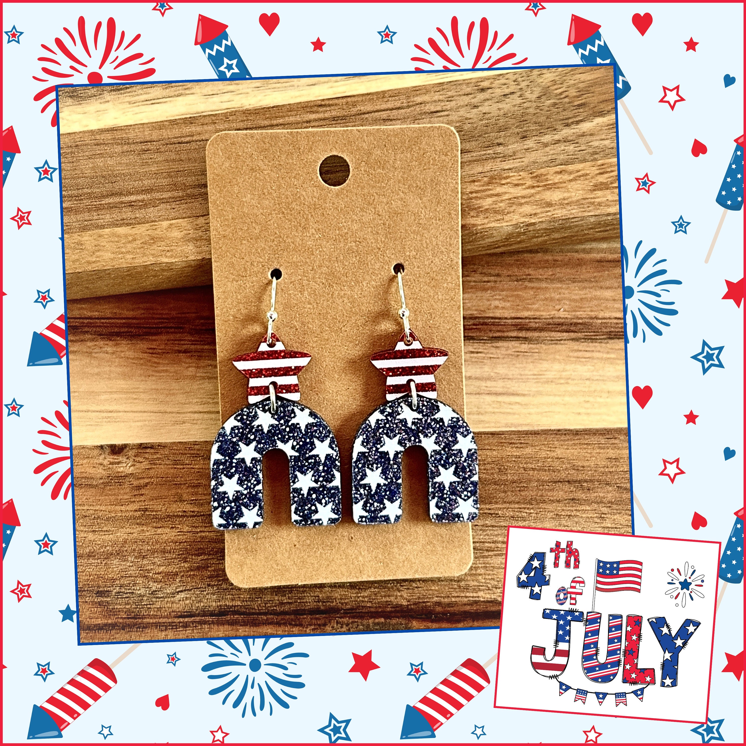 Earrings | 4th of July Earrings | Fourth of July Earrings...