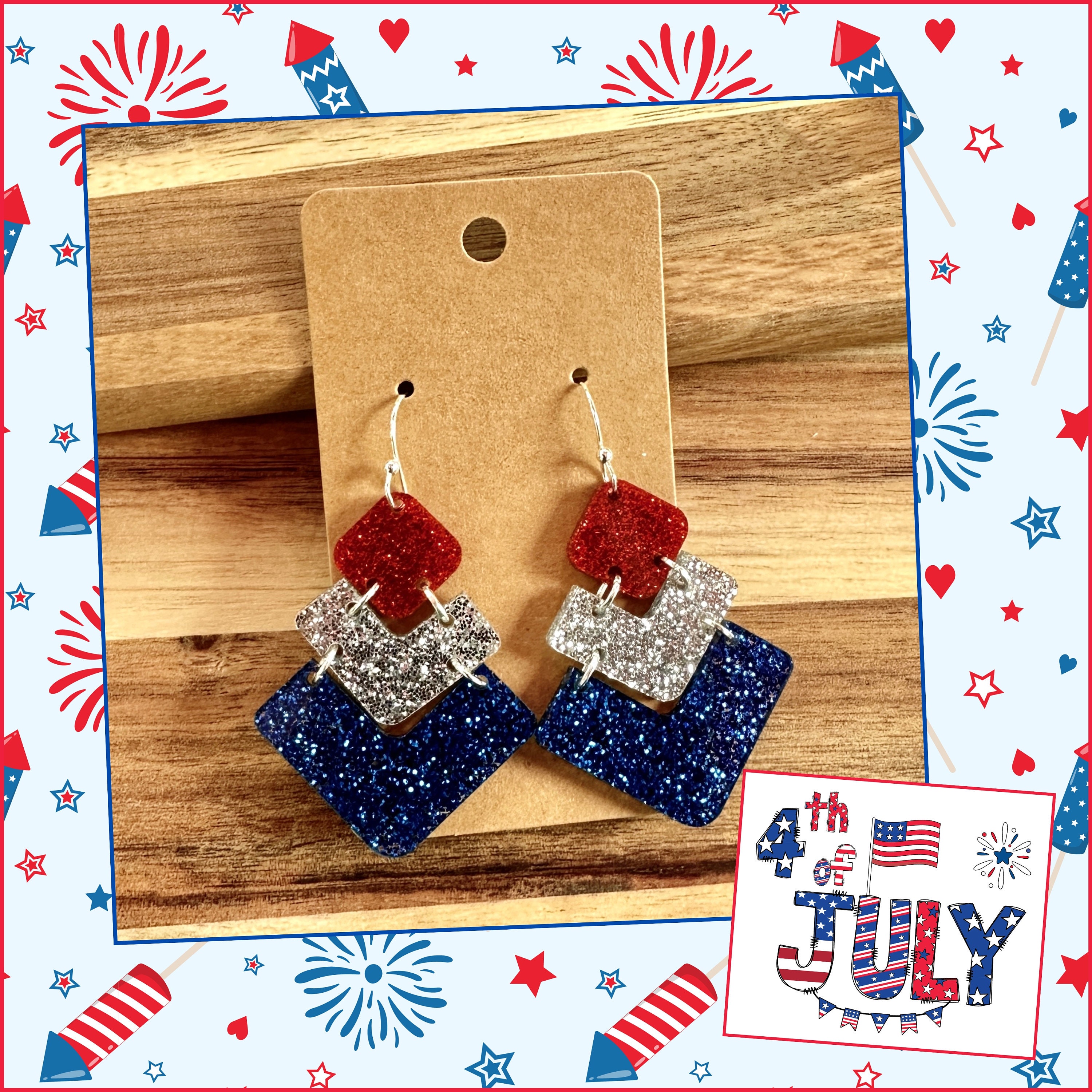 Earrings | 4th of July Earrings | Fourth of July Earrings...