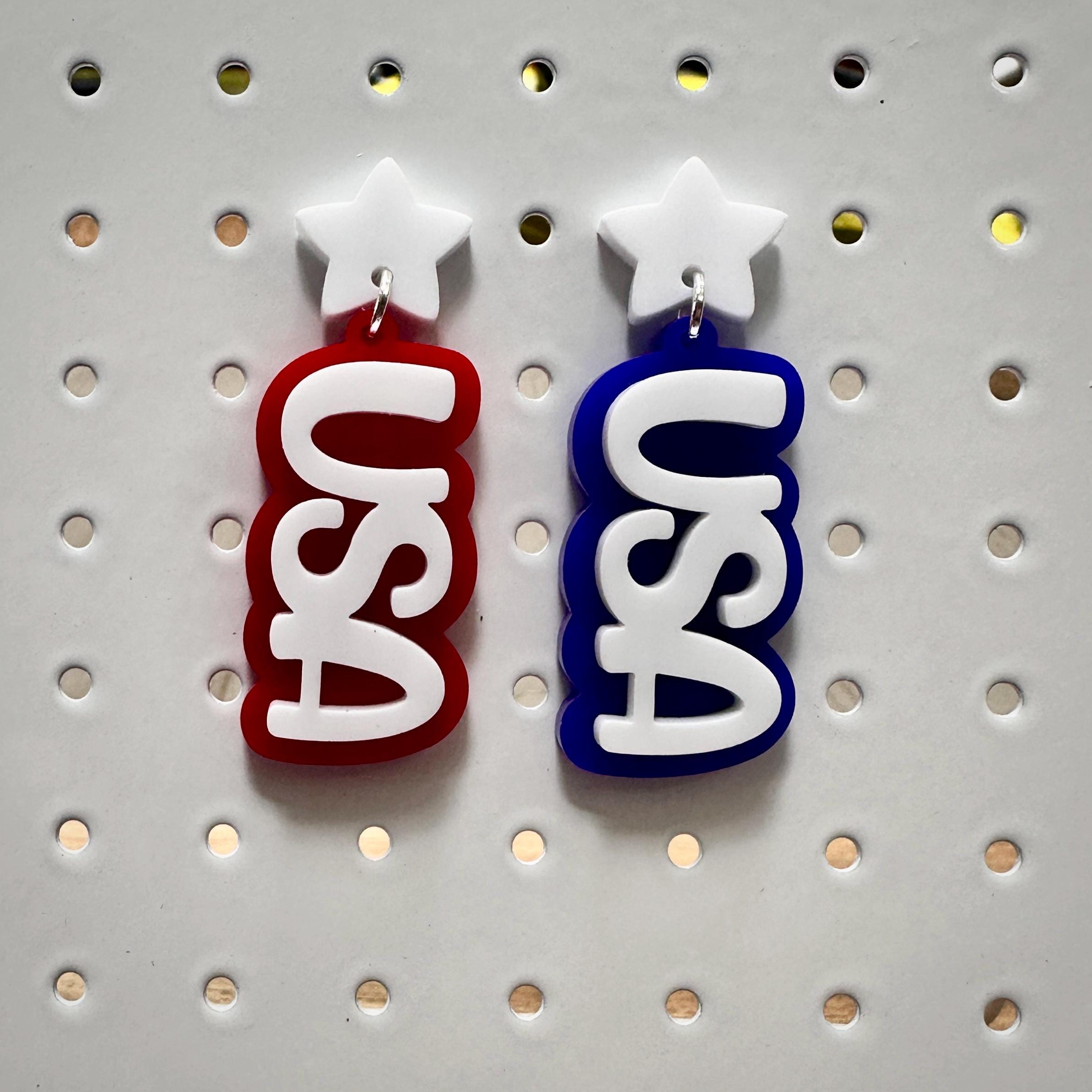 Patriotic Flag Earrings: Red, White & Blue Acrylic - 4th of July view 3