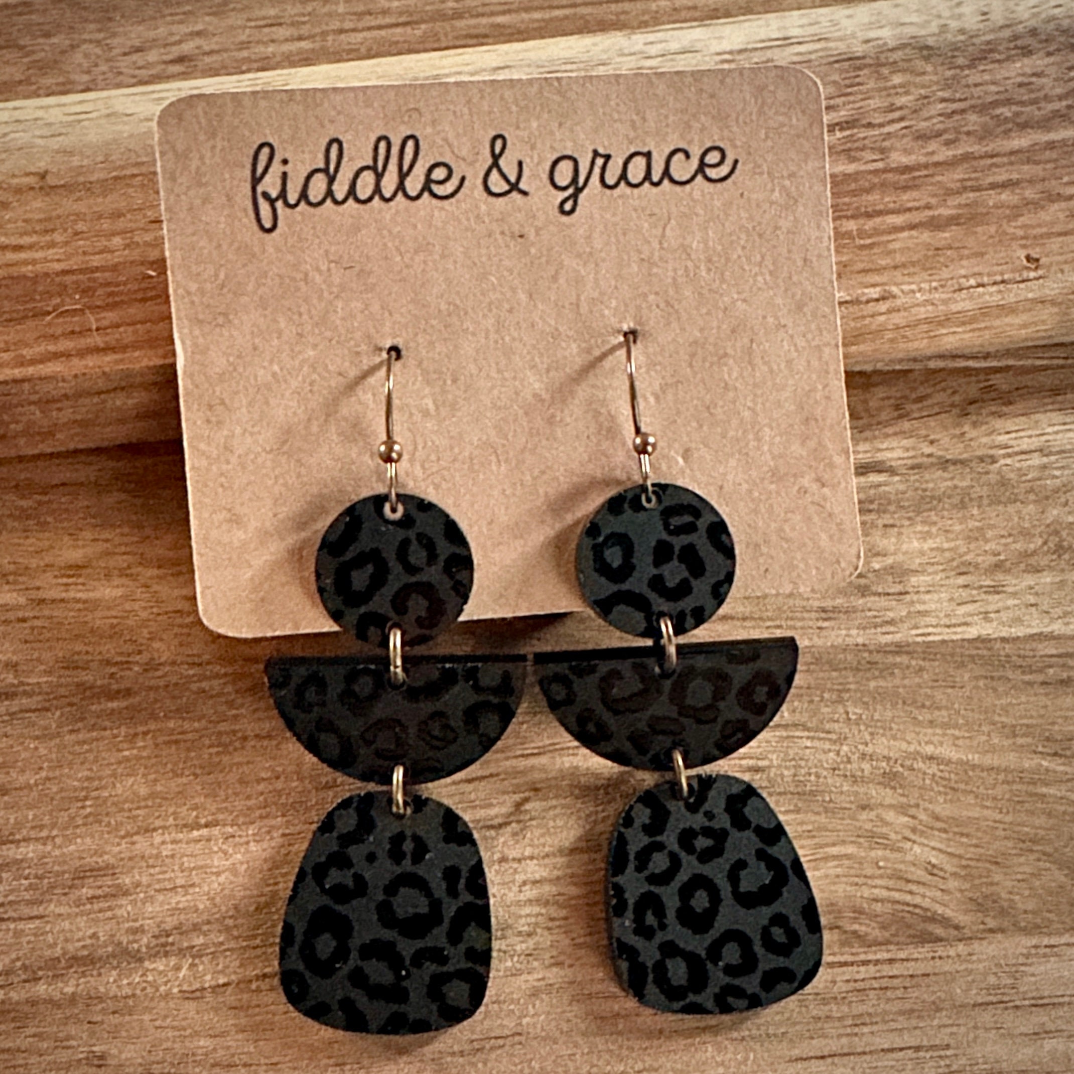 Earrings | Wood Earrings | Leopard Print Earrings | Dangl...