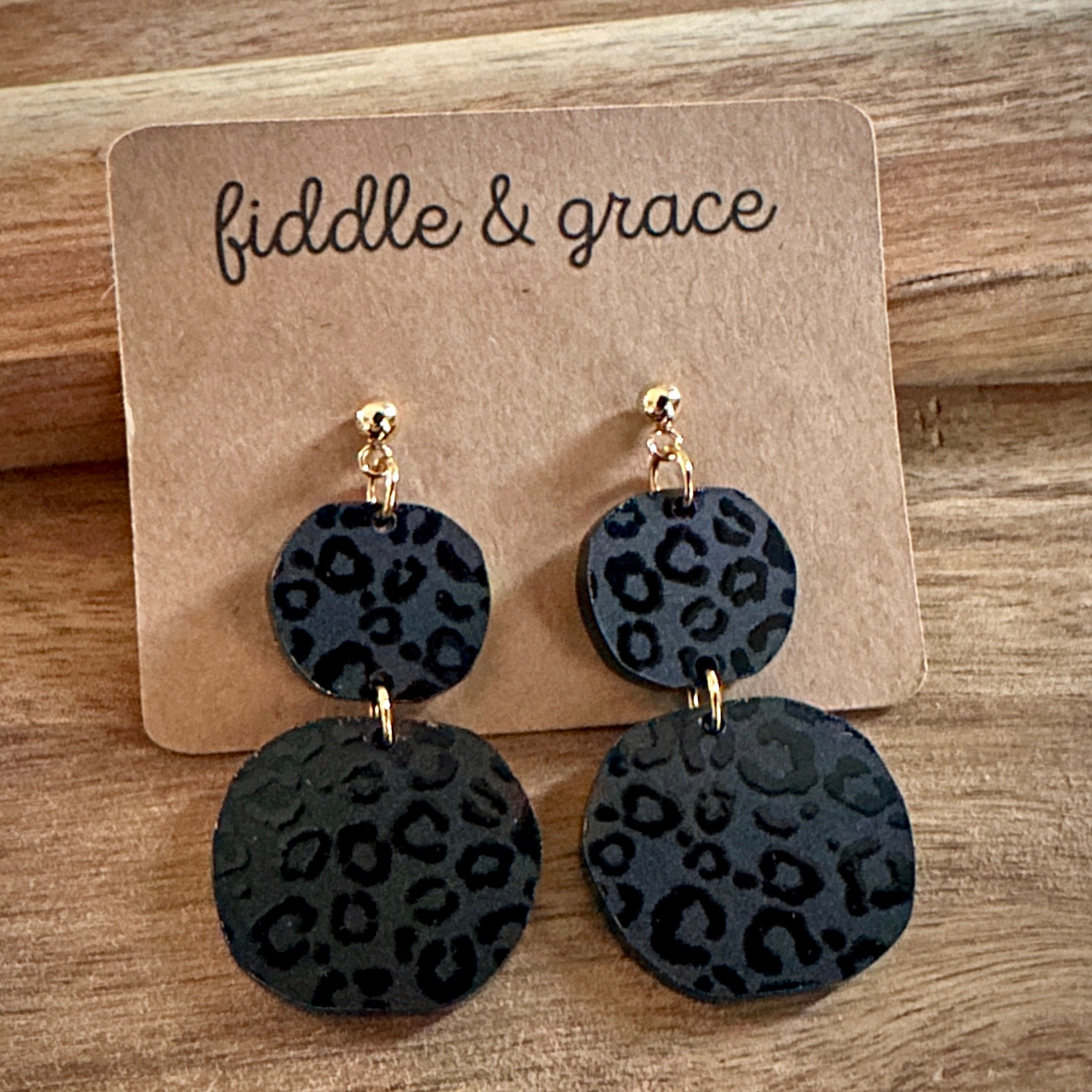 Earrings | Wood Earrings | Leopard Print Earrings | Dangl...