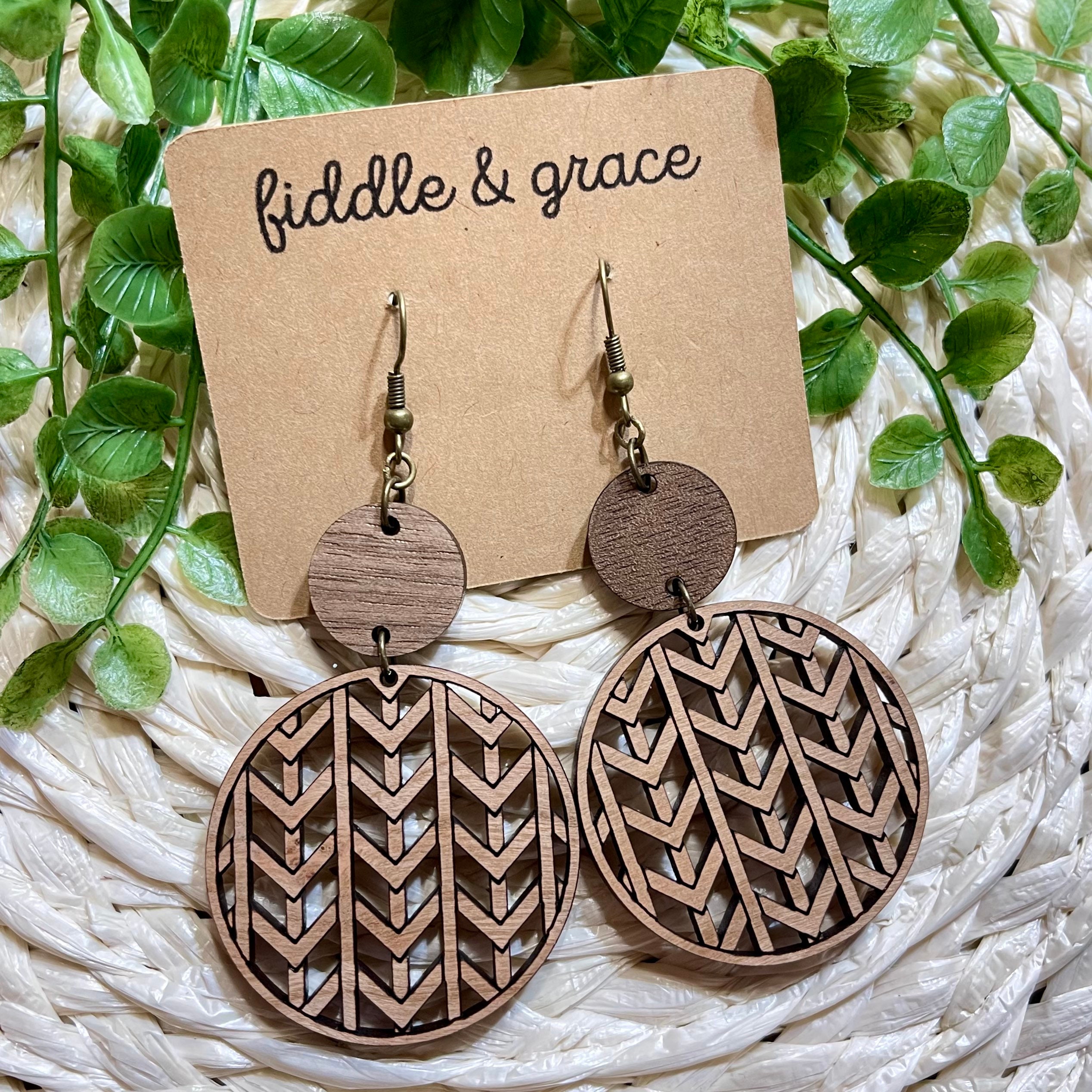 Earrings | Wood Earrings | Basket Weave Earrings | Basket...