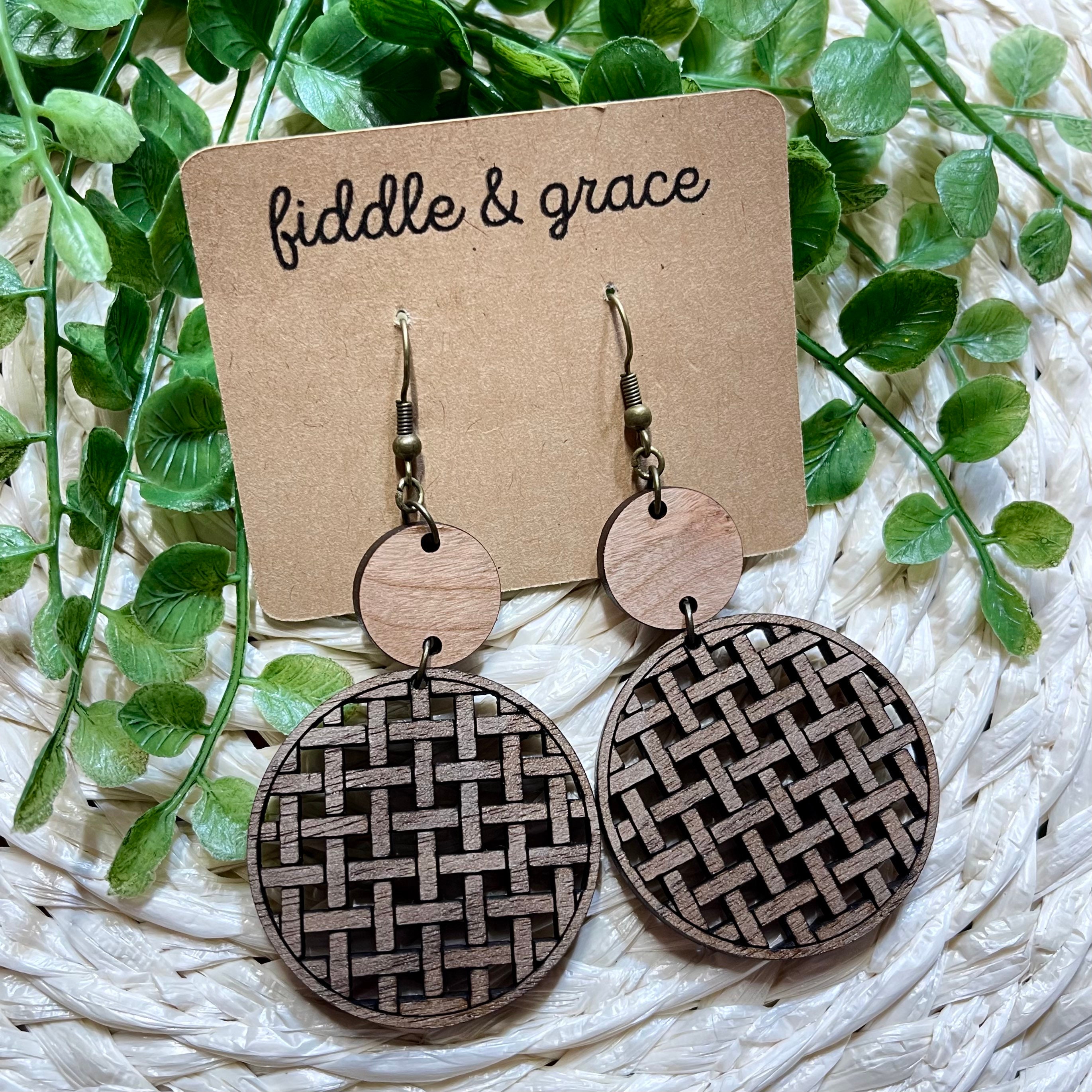 Earrings | Wood Earrings | Basket Weave Earrings | Basket...