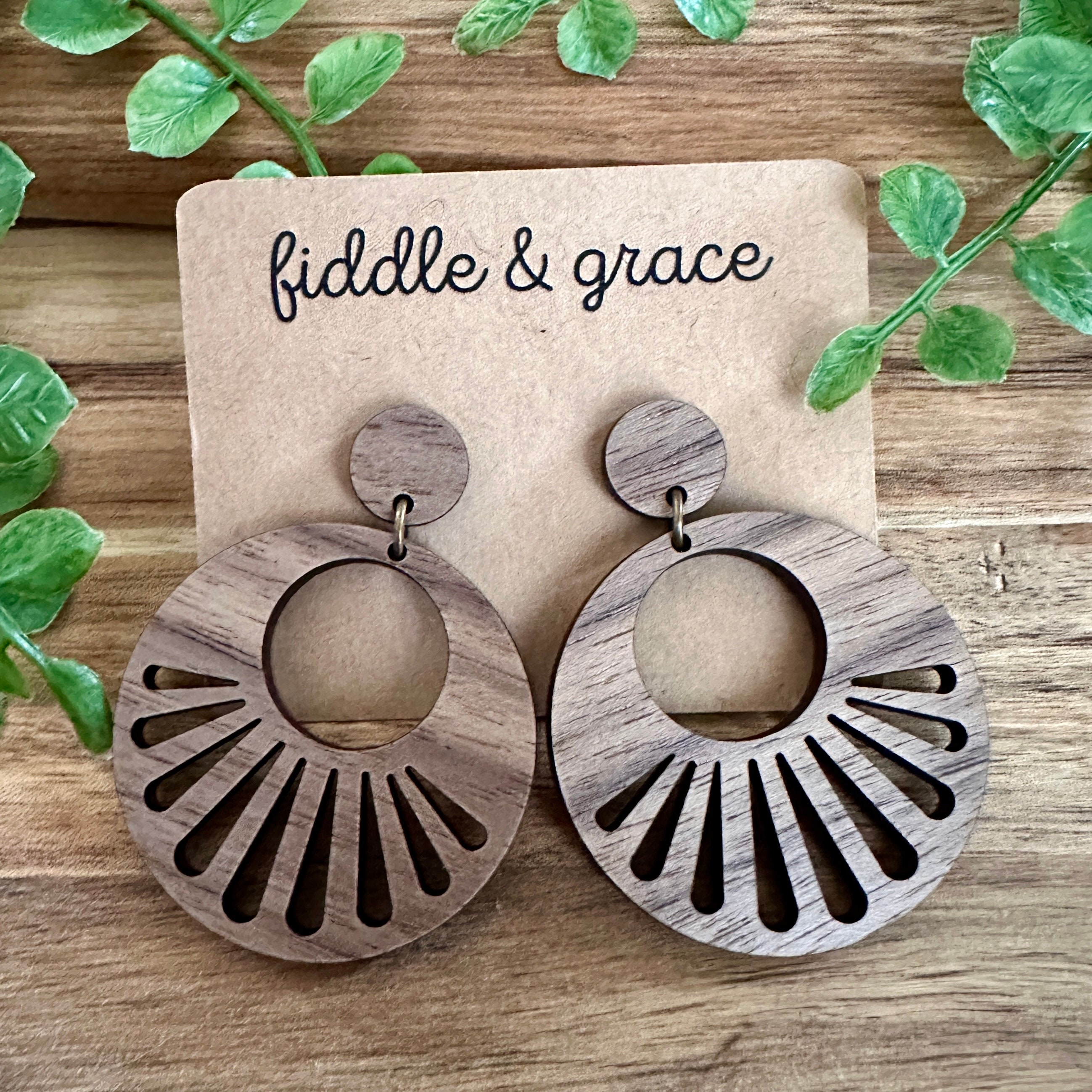 Earrings | Wood Earrings | Geometric Earrings | Wood Jewe...