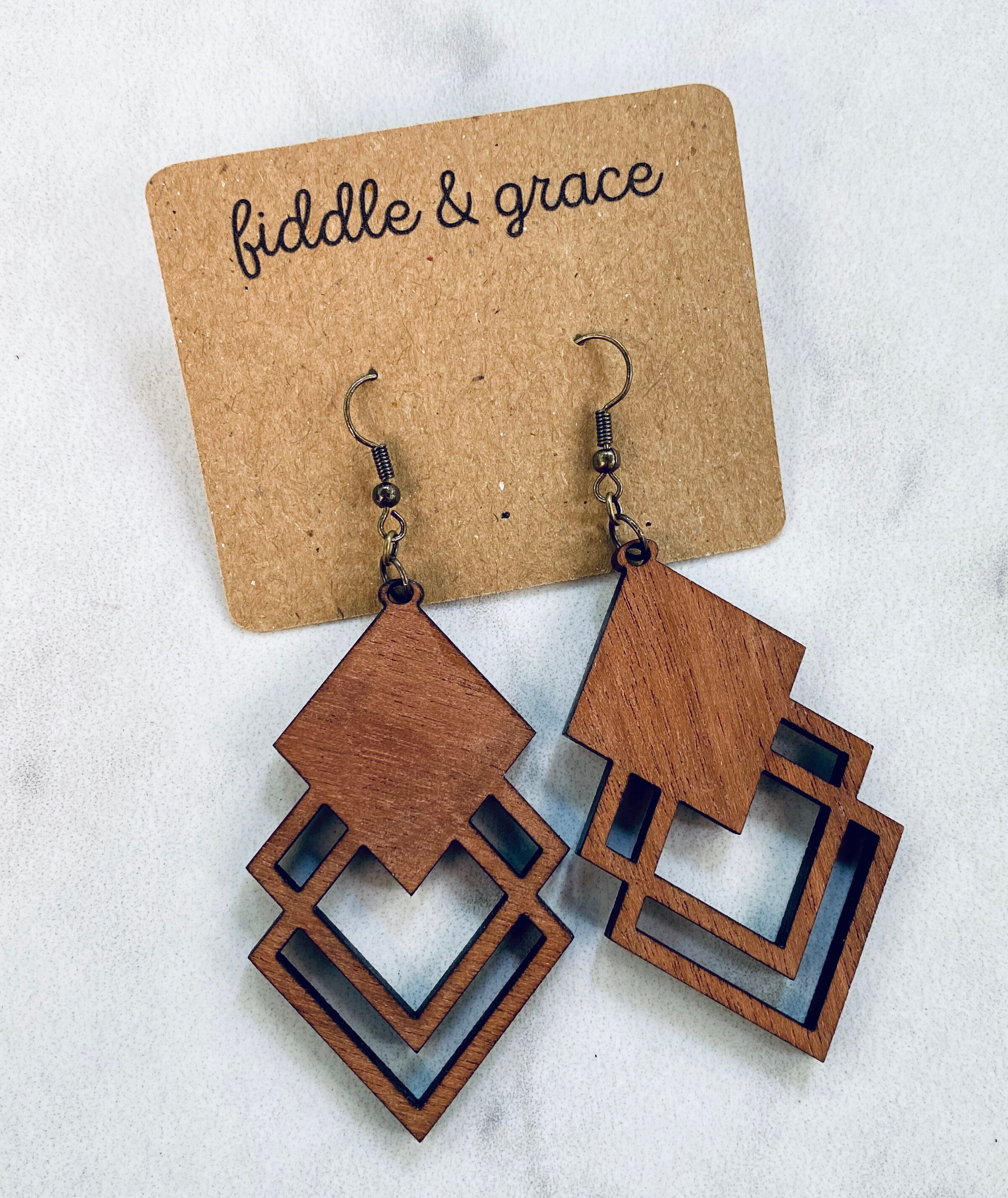 Earrings | Geometric Earrings | Wood Earrings | Wooden Ea...