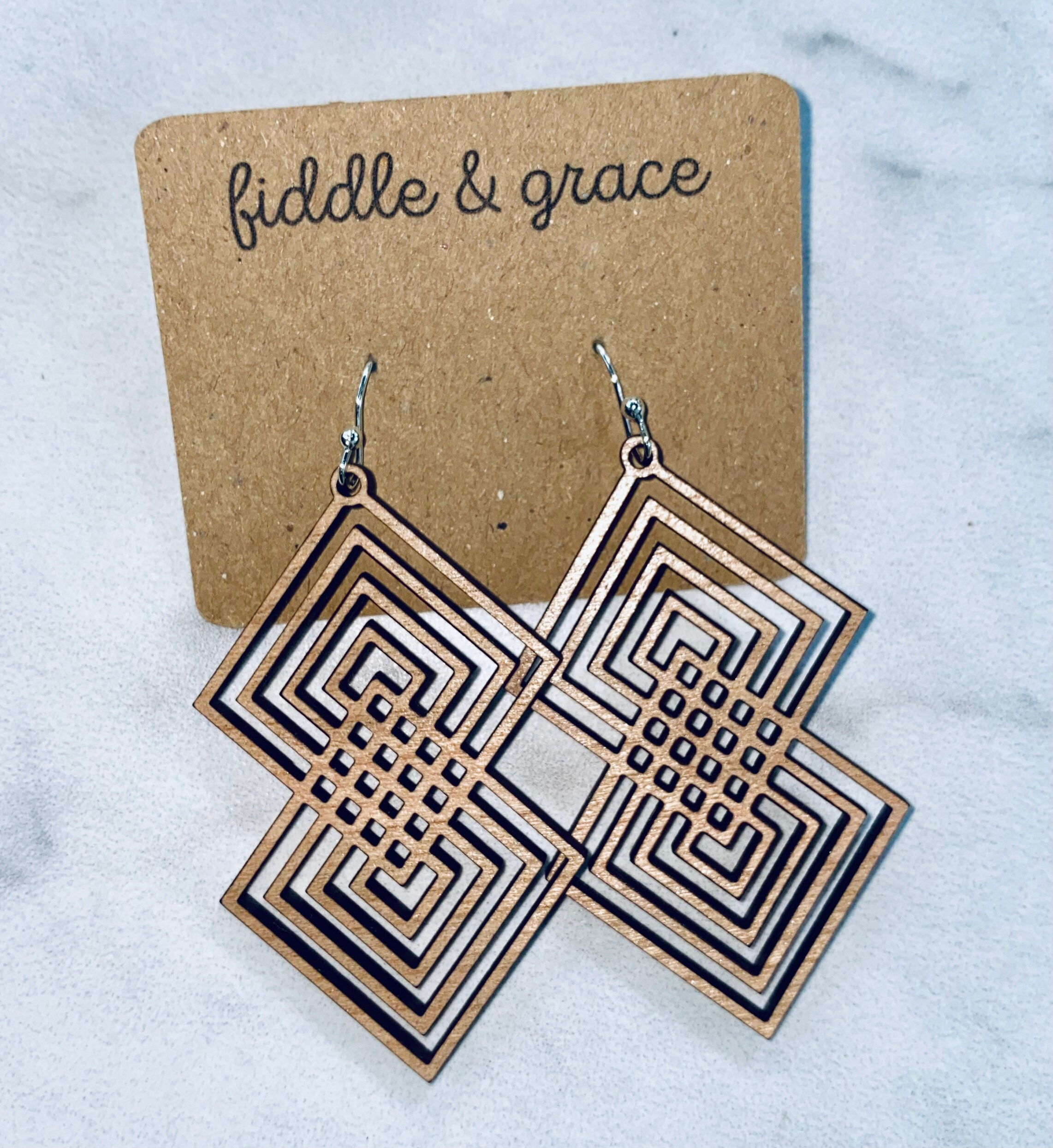 Earrings | Geometric Earrings | Wood Earrings | Wooden Ea...