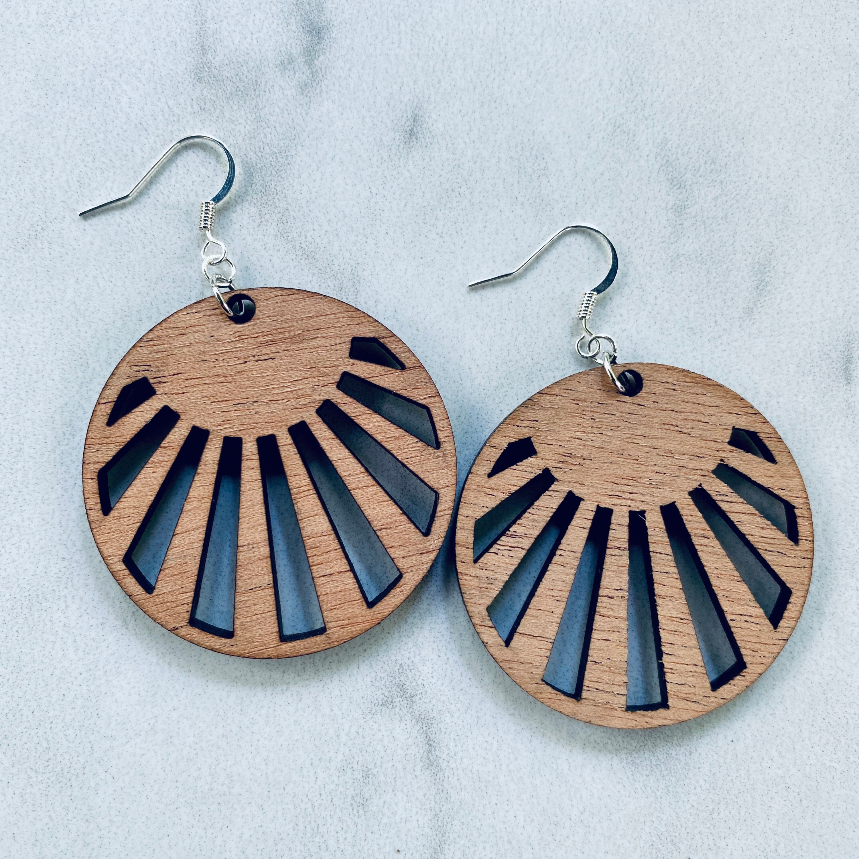 Wood Earrings, Wooden Earrings, Wood Jewelry, Wooden Jewelry, Lightweight Earrings, Earrings, Statement Earrings view 2