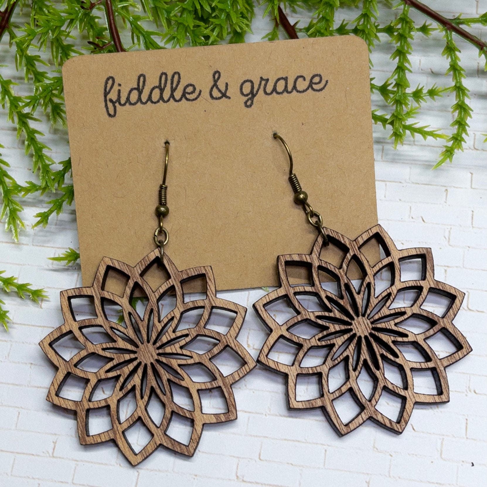 Mandala Earrings | Earrings | Mandala | Wood Earrings | W...