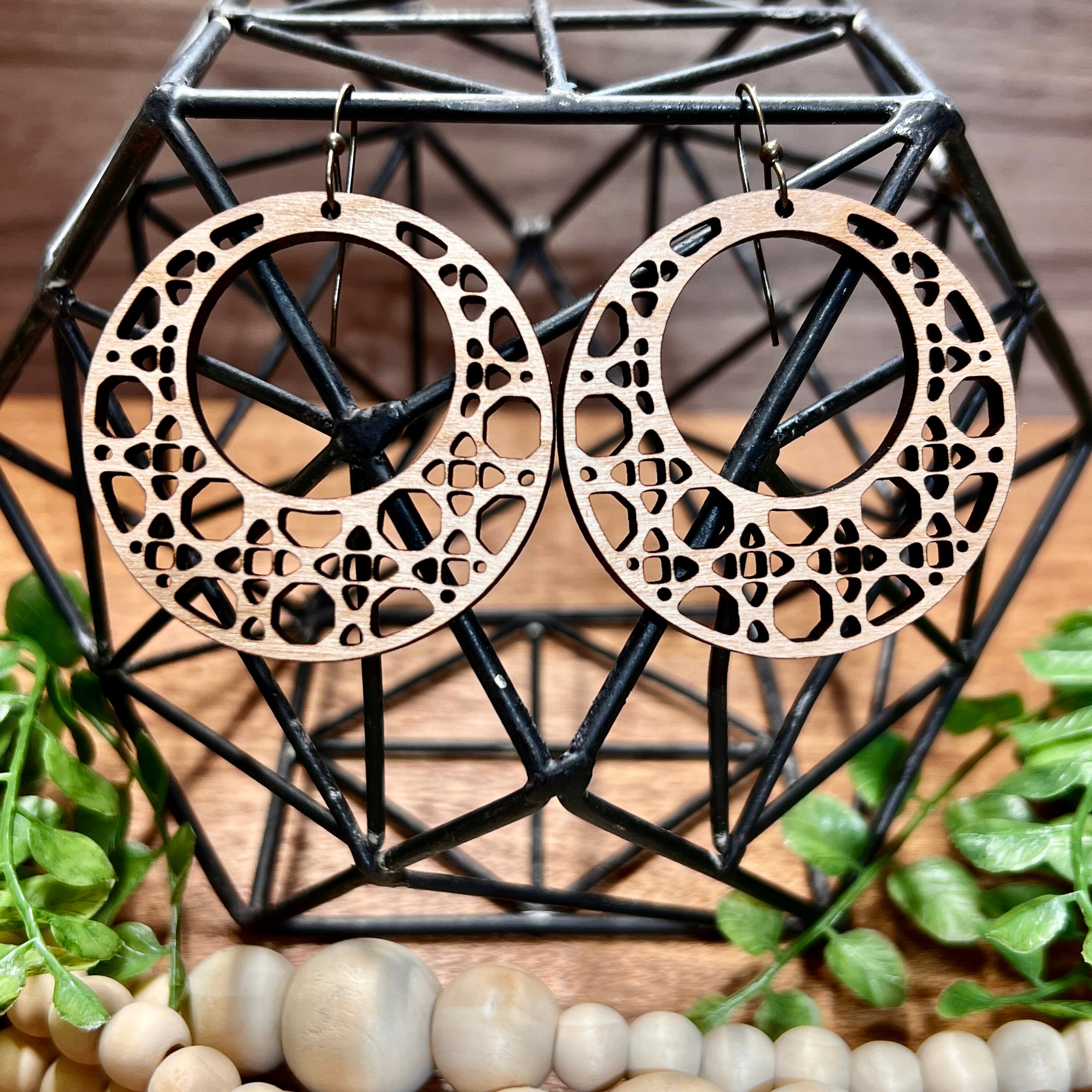 Rattan Cane Earrings view 3