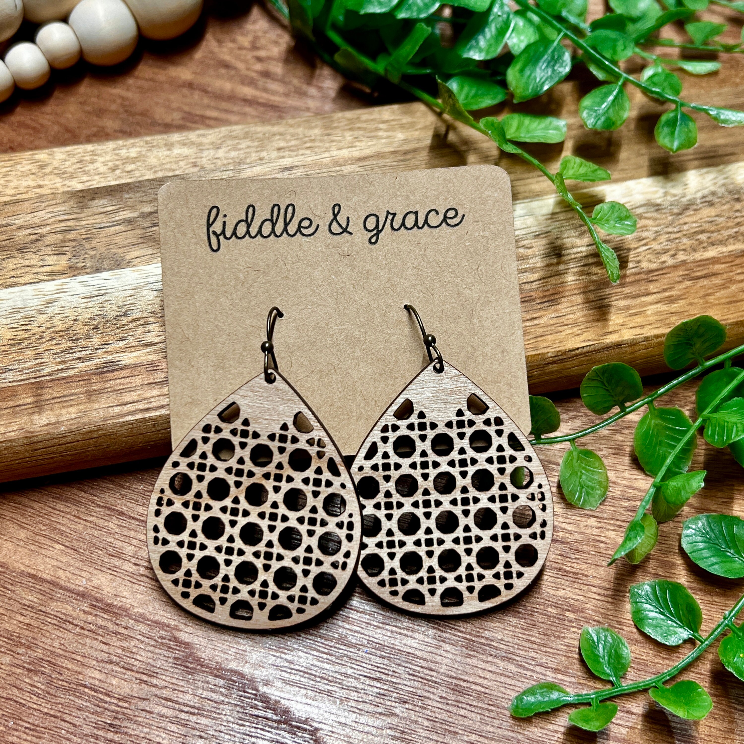 Earrings | Rattan Cane Earrings | Wood Earrings | Rattan...