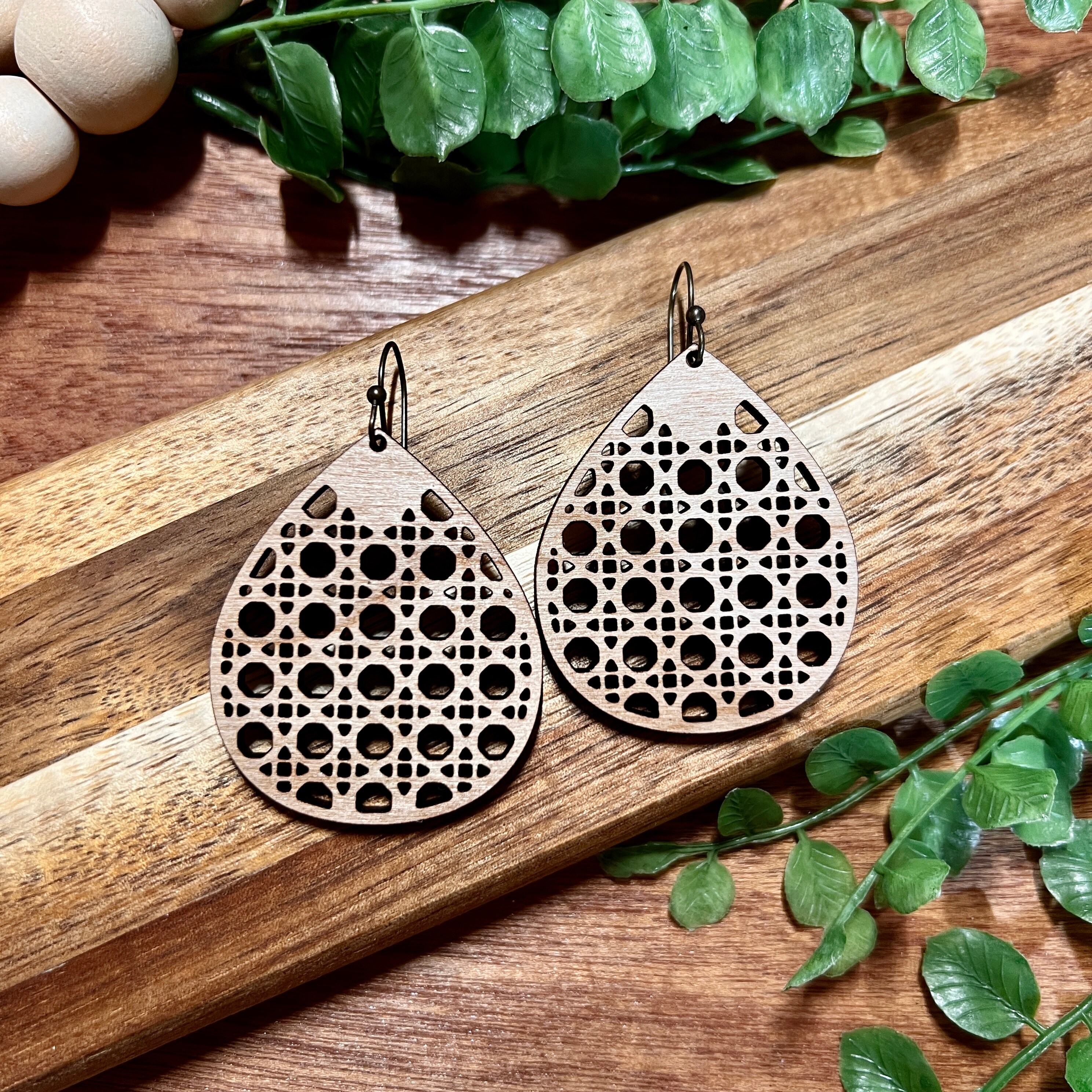 Rattan Cane Earrings view 2