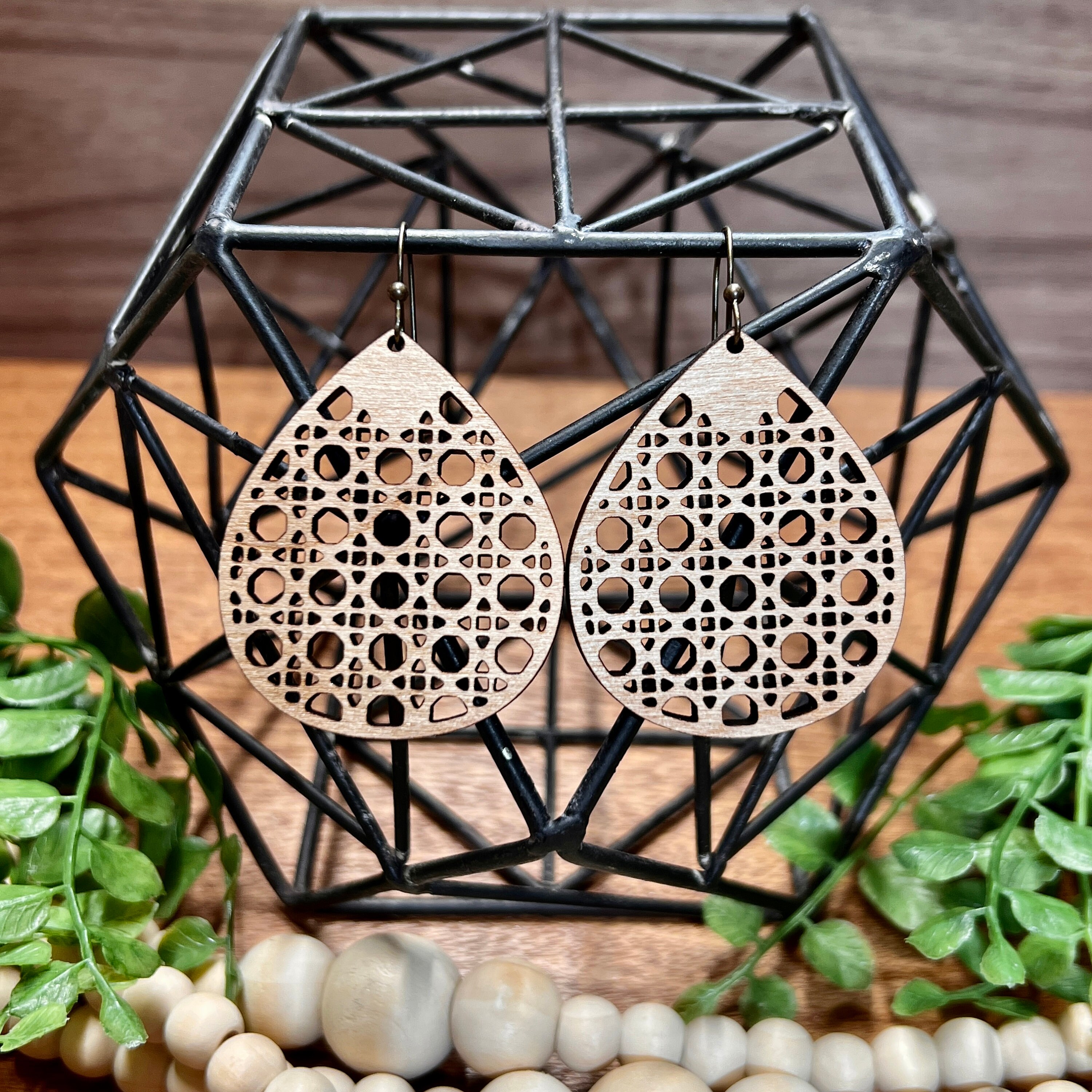 Rattan Cane Earrings view 3