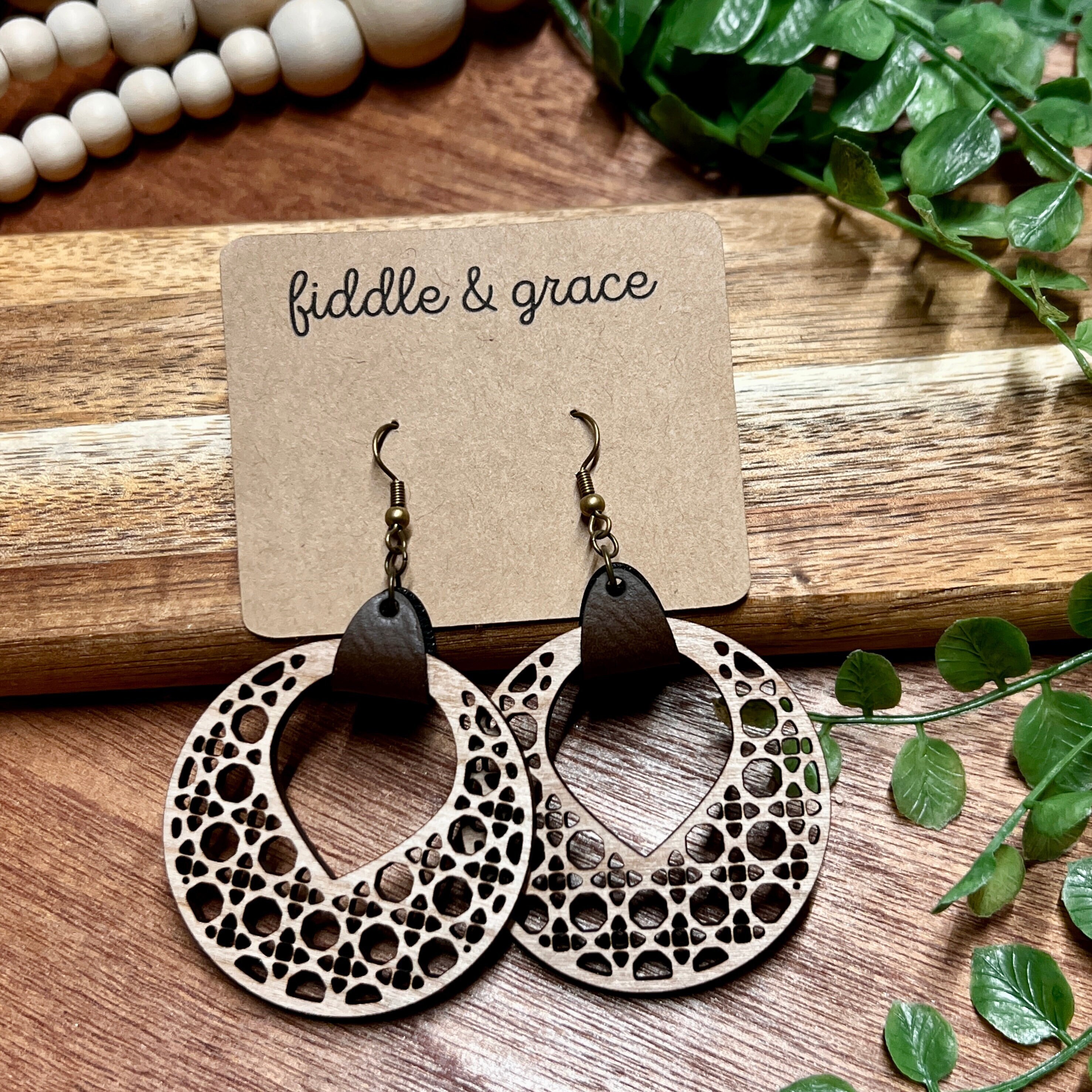 Earrings | Rattan Cane Earrings | Wood Earrings | Rattan...