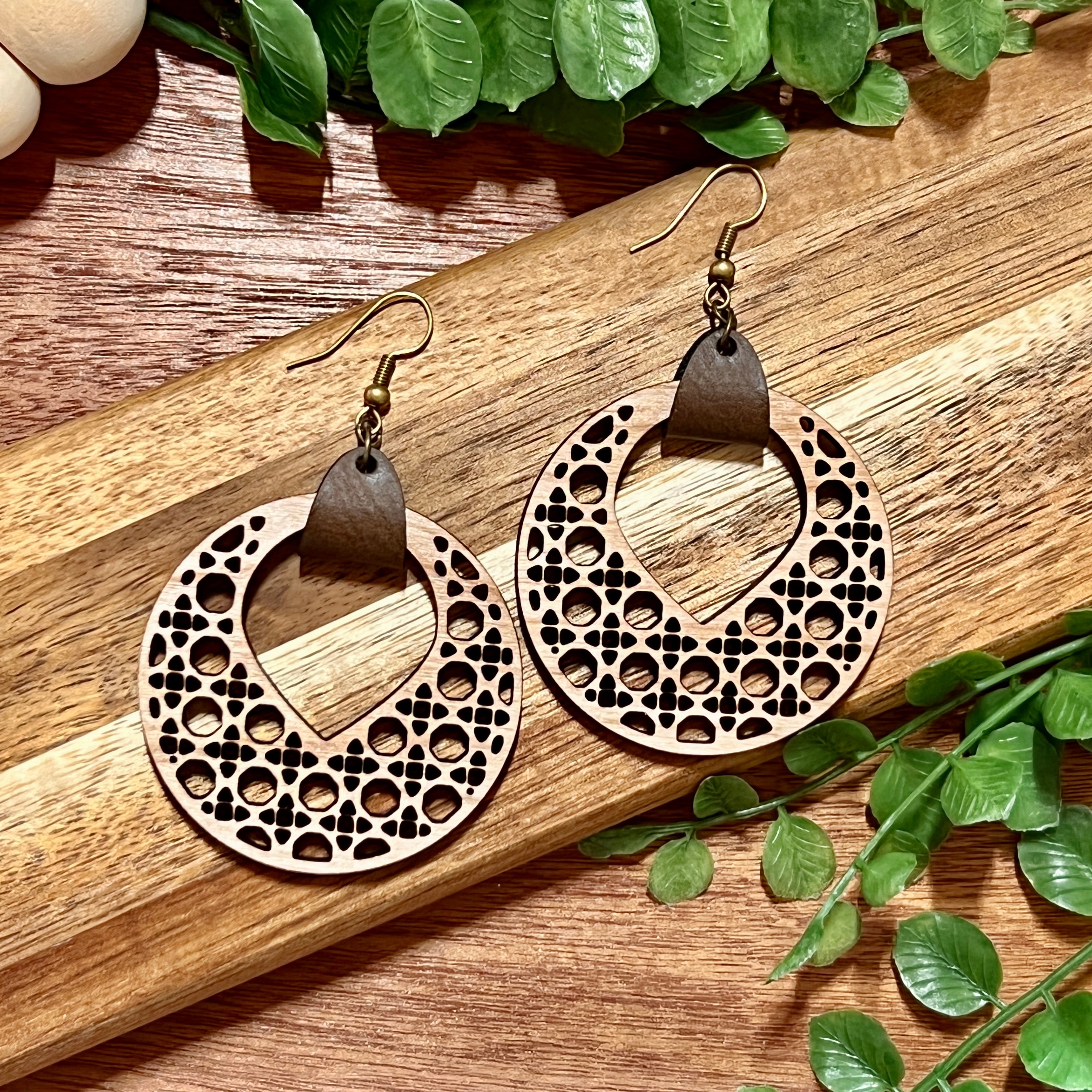 Rattan Cane Earrings view 2