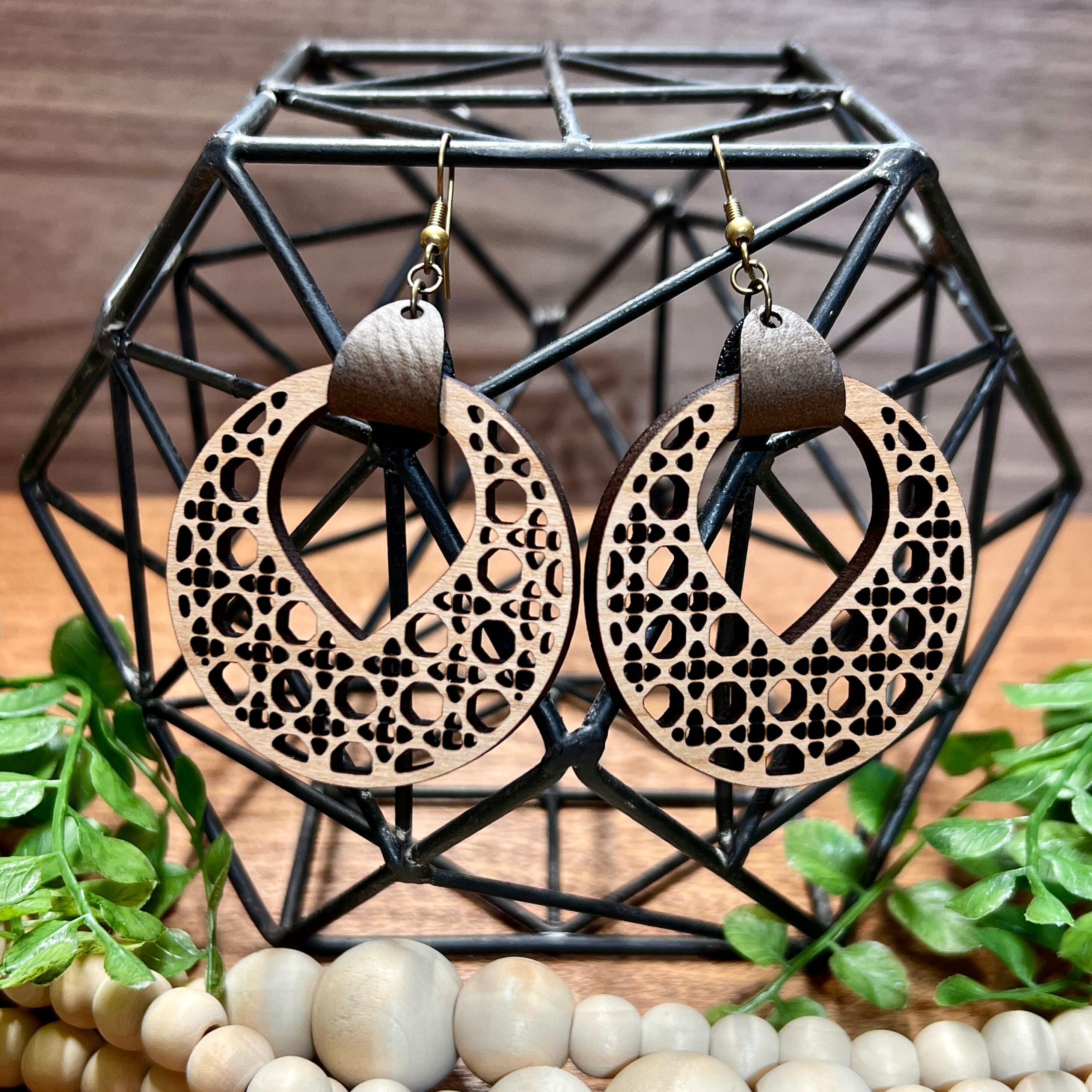 Rattan Cane Earrings view 3
