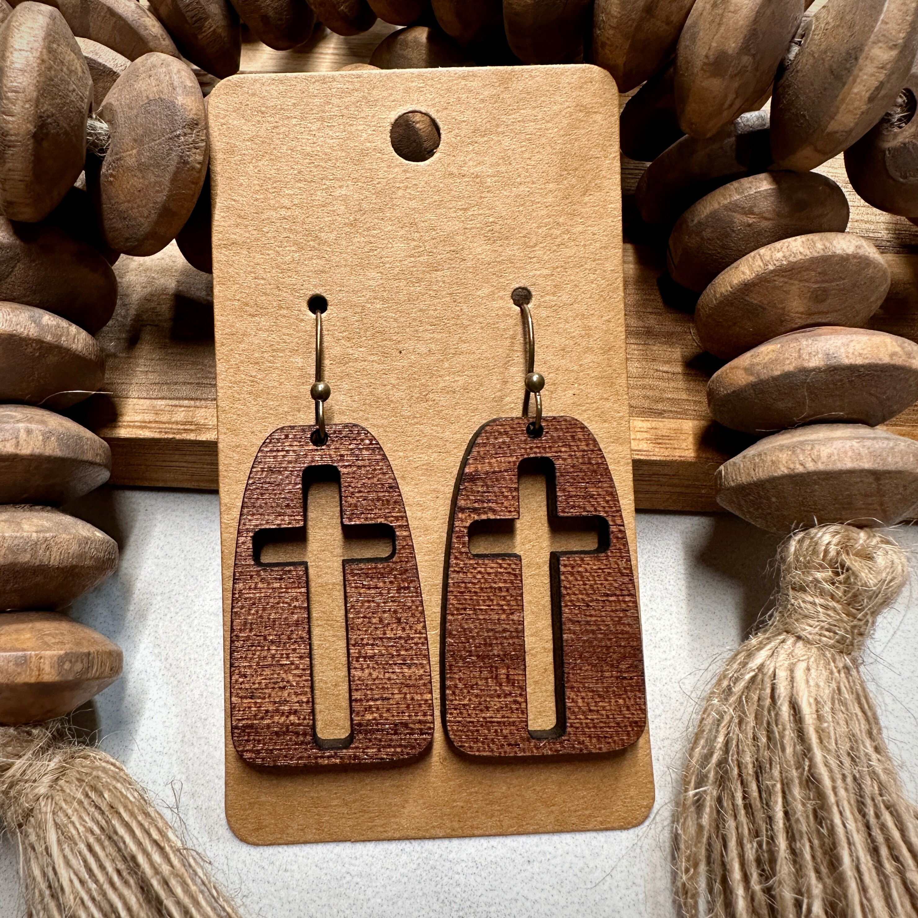 Earrings | Cross Earrings | Wood Earrings | Wooden Earrin...