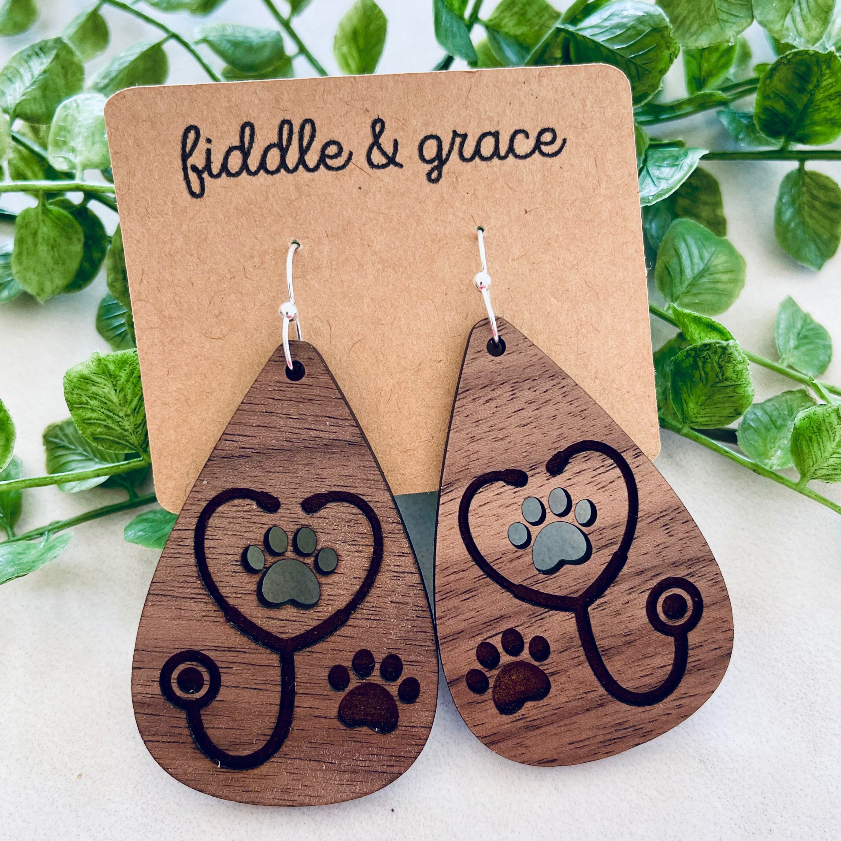 Veterinarian Earrings | Veterinarian Gifts|  Wood Earring...