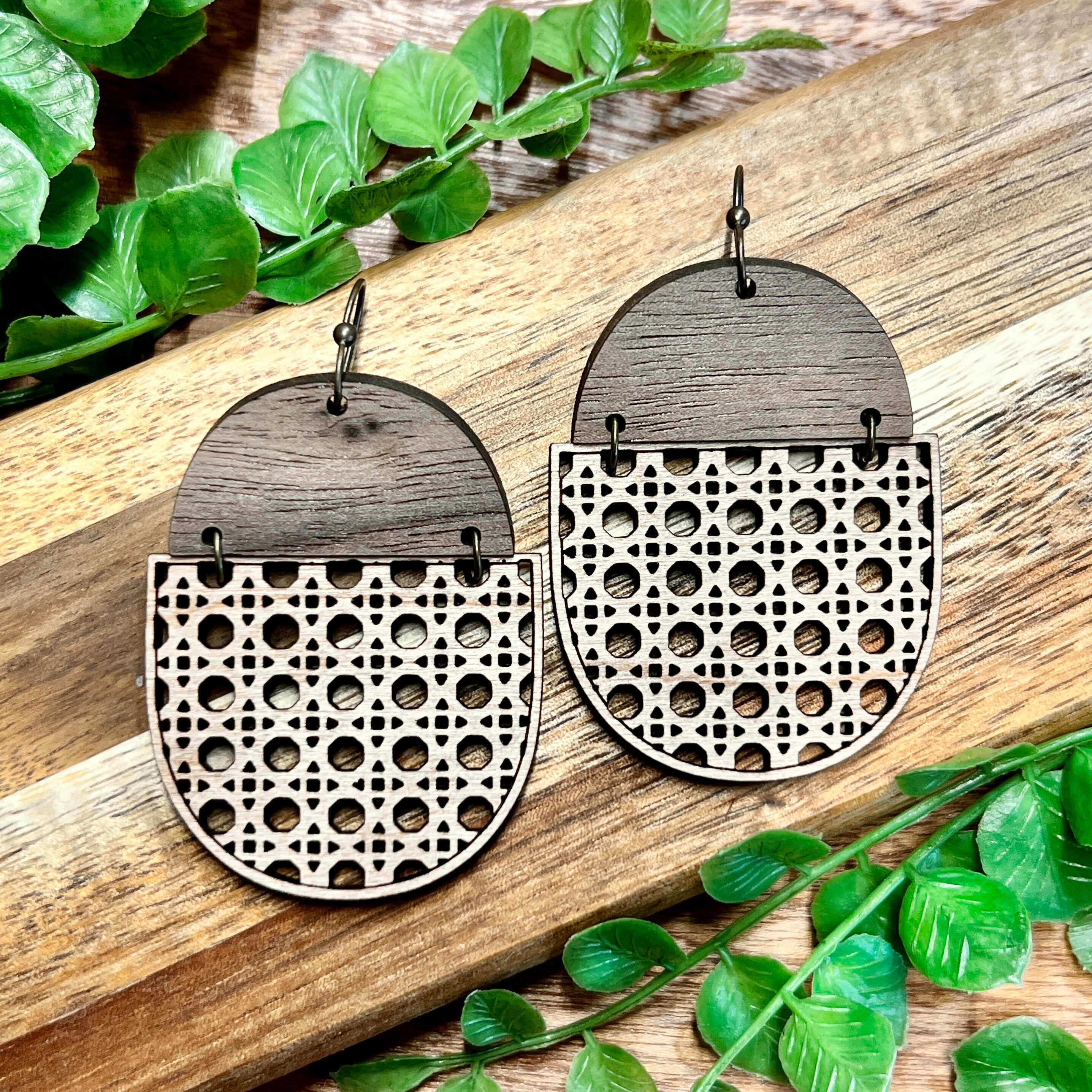 Rattan Cane Earrings view 2