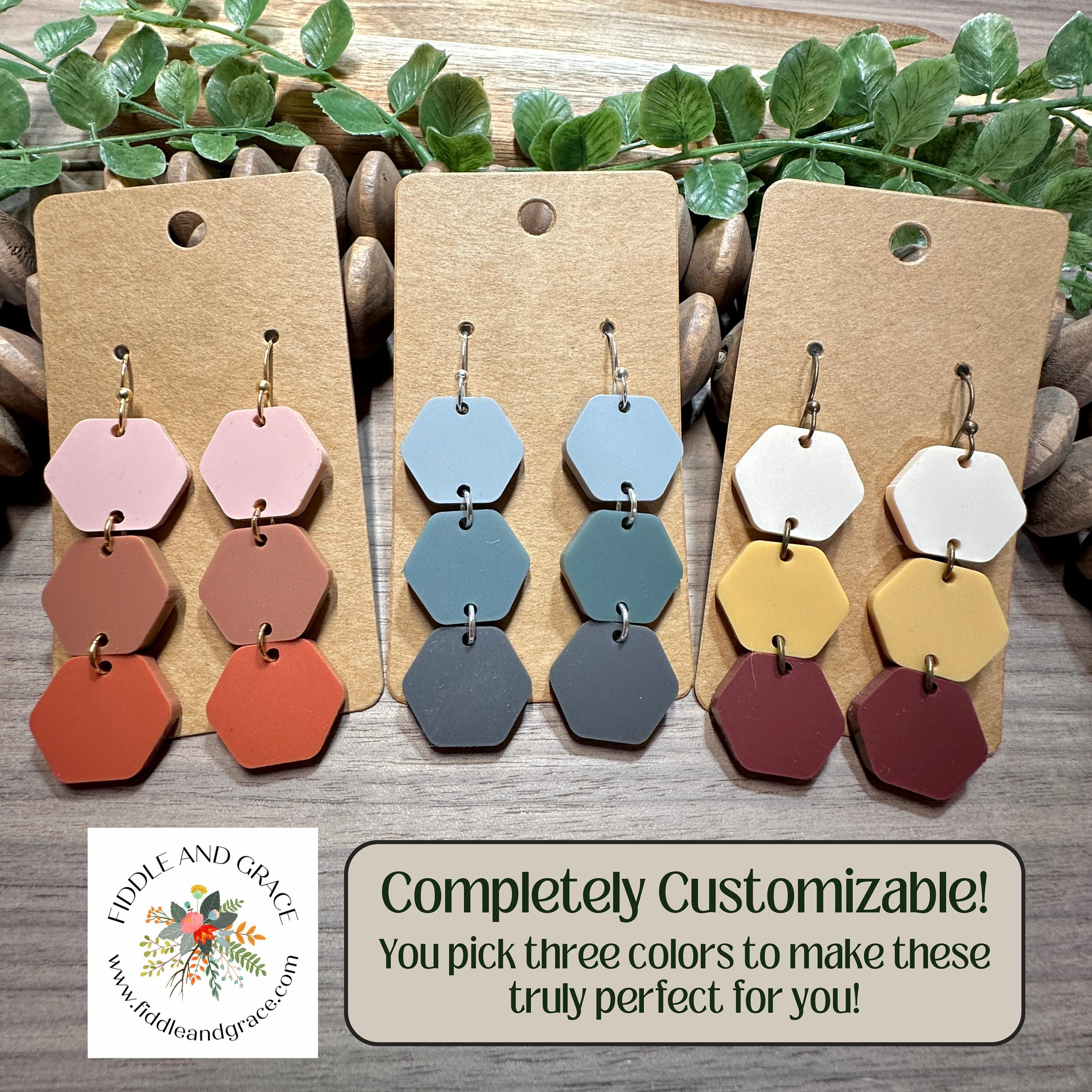 Customizable Acrylic Hexagon Earrings: Colorful Statement...