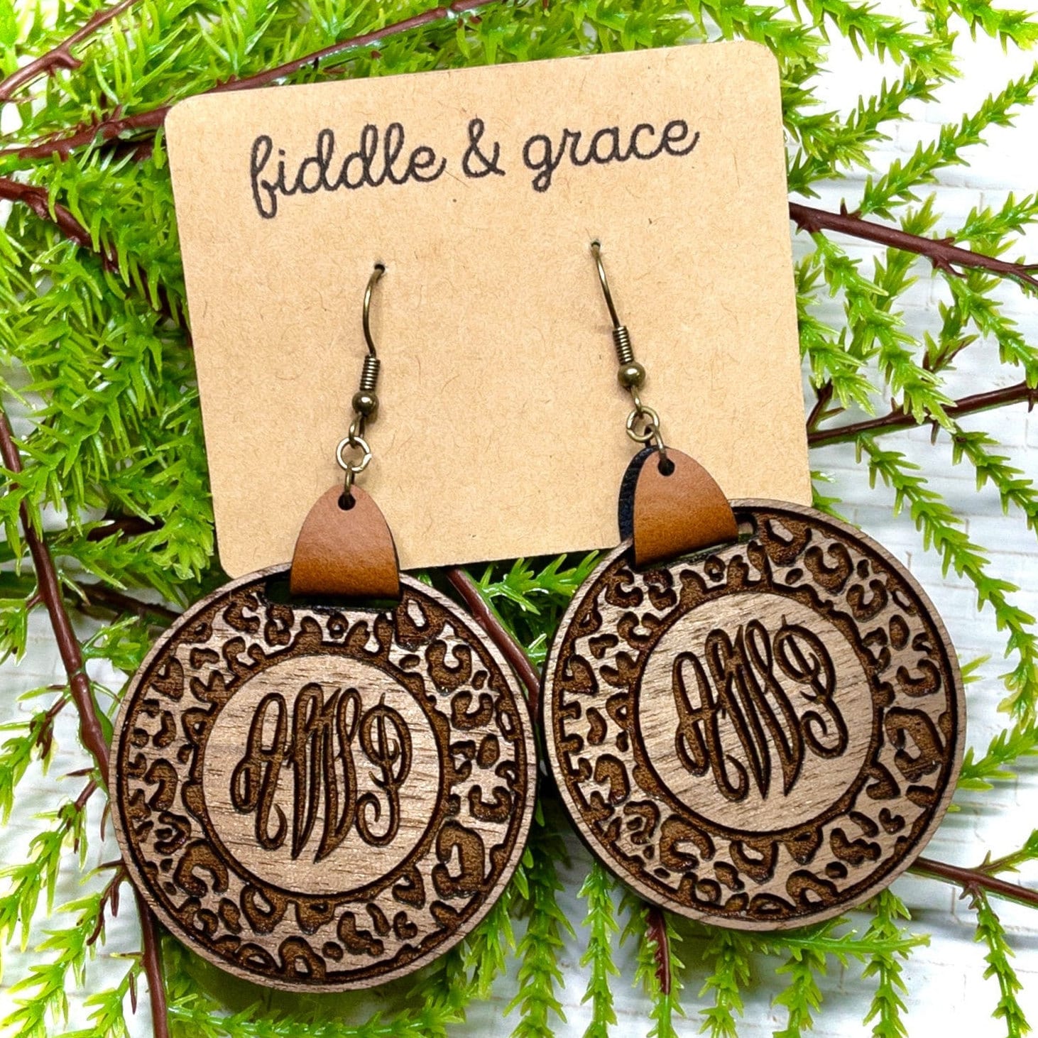Earrings | Monogrammed Earrings | Leopard Print Earrings...