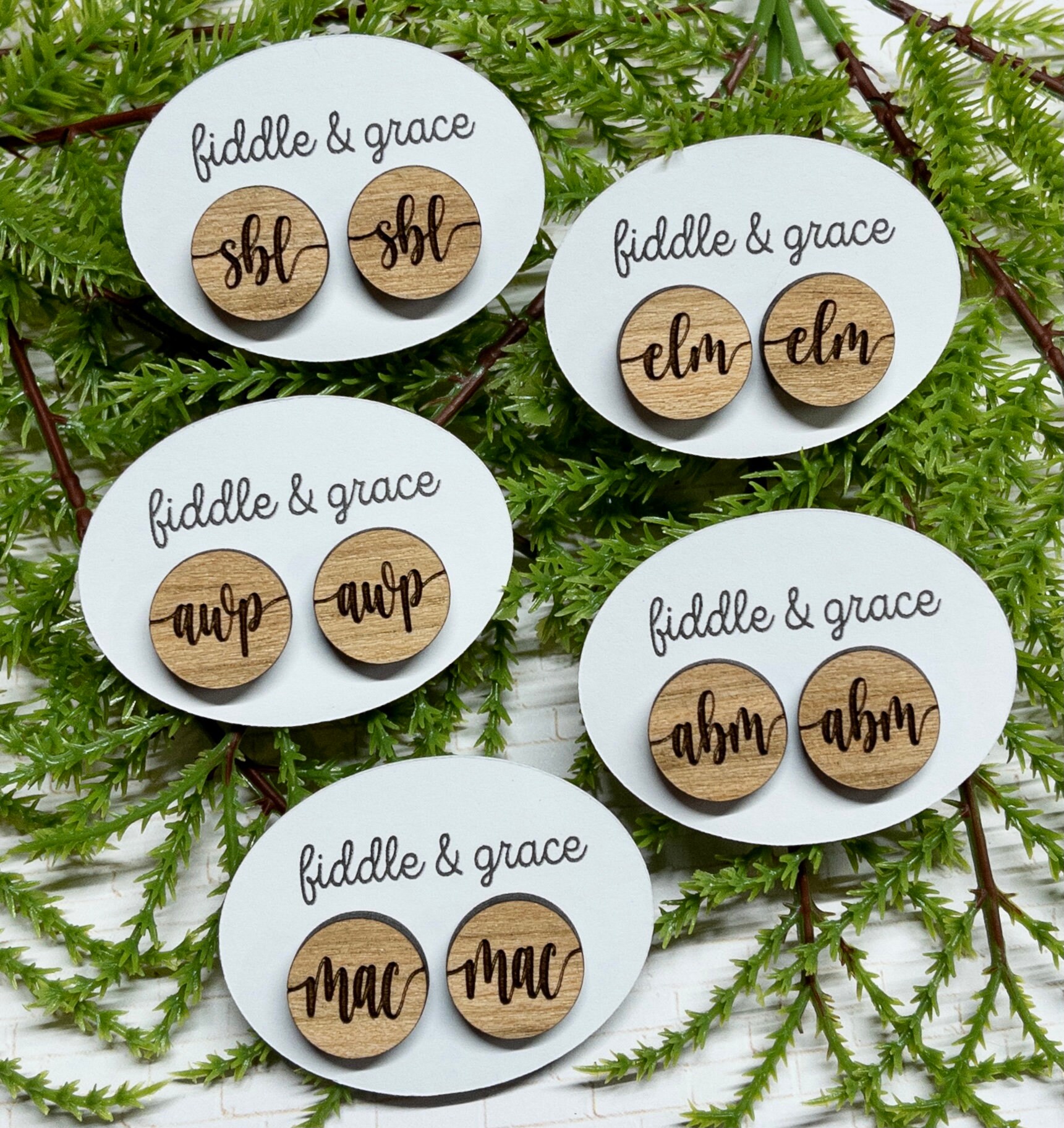 Monogrammed Earrings | Wood Earrings