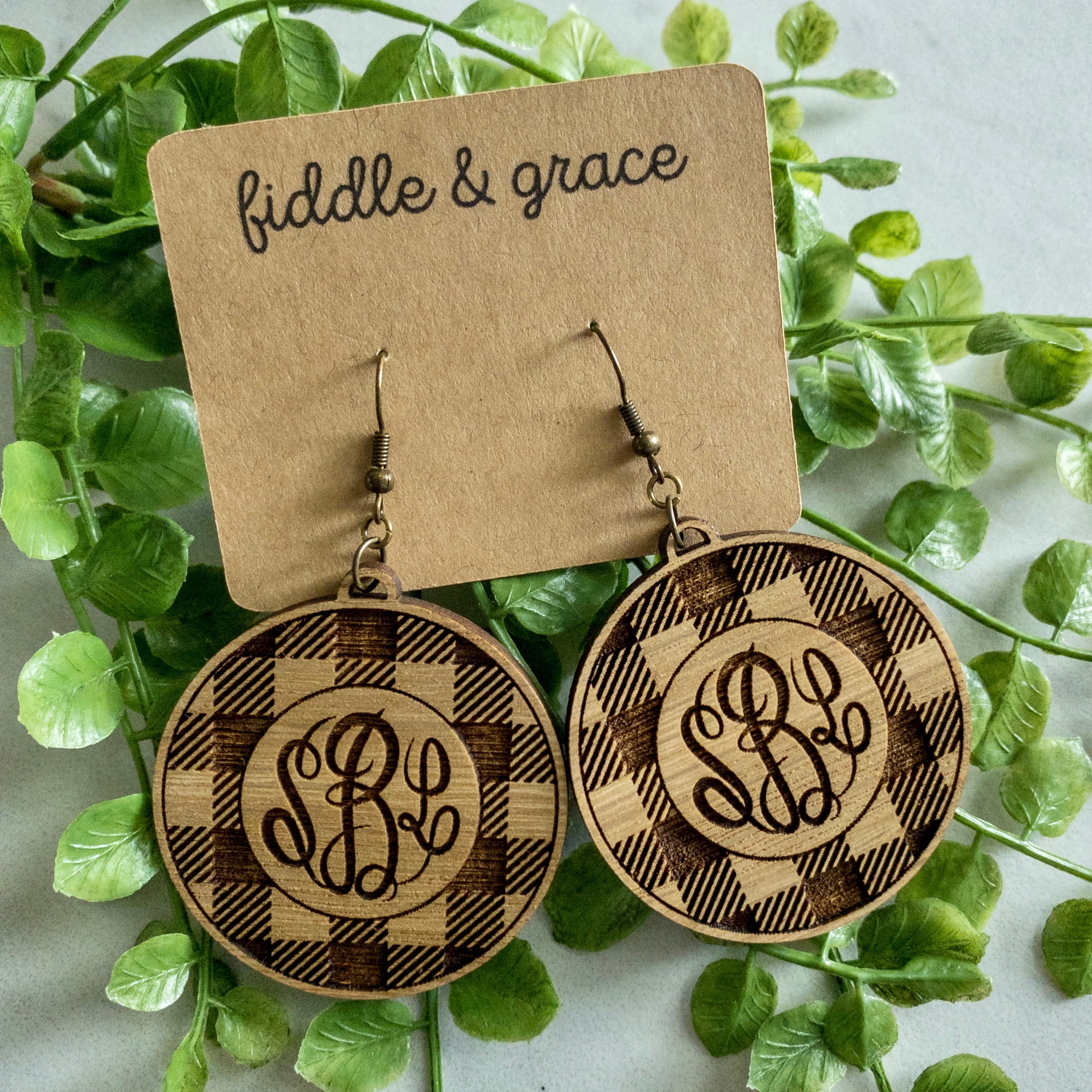 Earrings | Wood Earrings | Monogrammed Earrings | Buffalo...