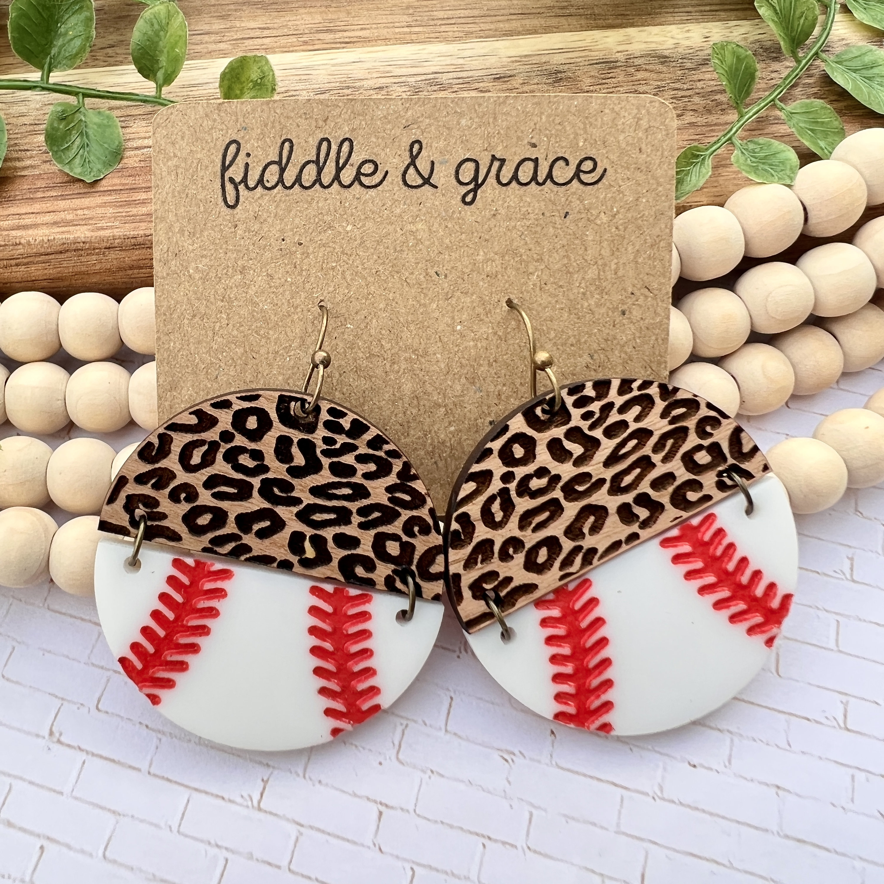 Baseball Earrings | Earrings | Leopard Print Baseball Ear...