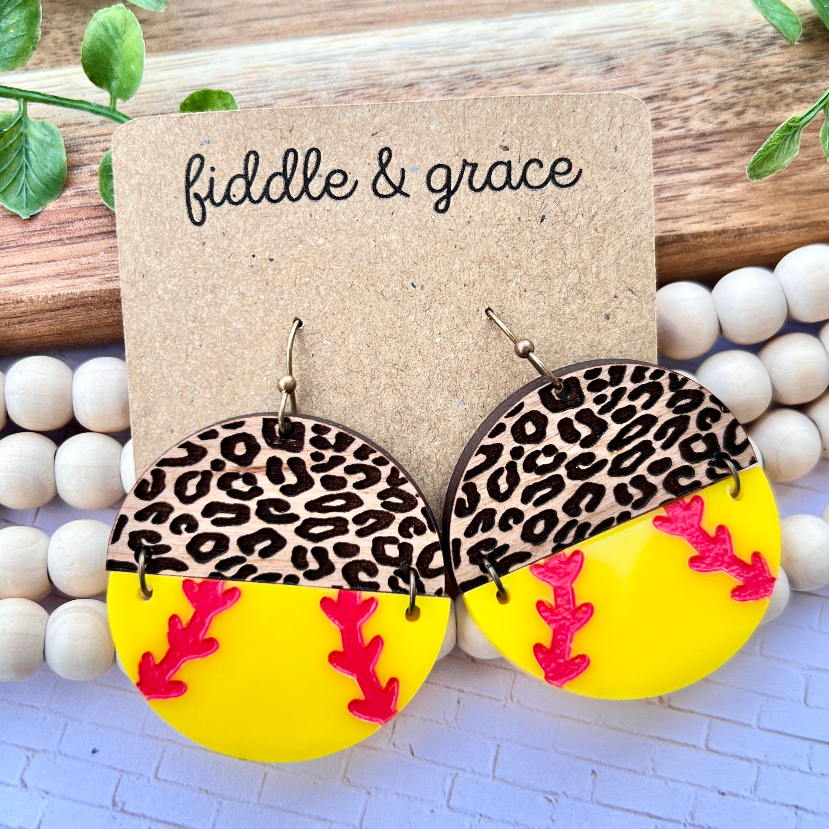 Softball Earrings | Earrings | Leopard Print Softball Ear...