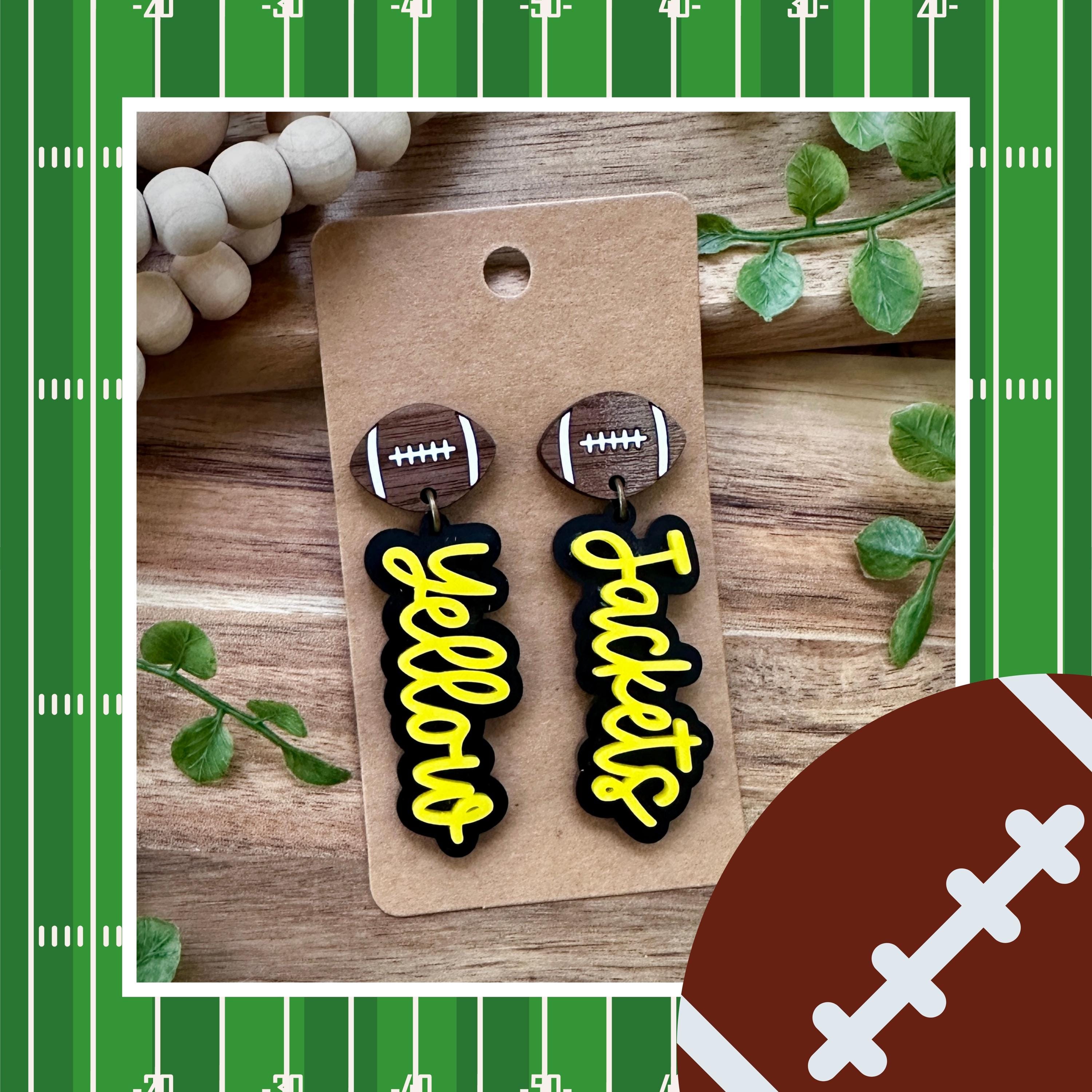 Game Day Earrings | Yellow Jackets Earrings | Team Earrin...