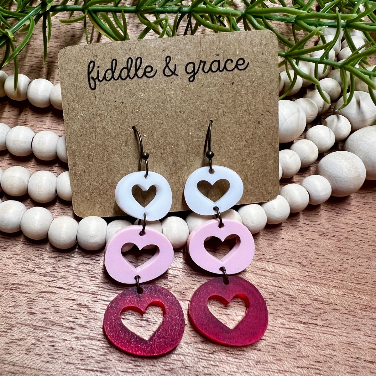 Rainbow Stacked Heart Dangle Valentines Day Earrings