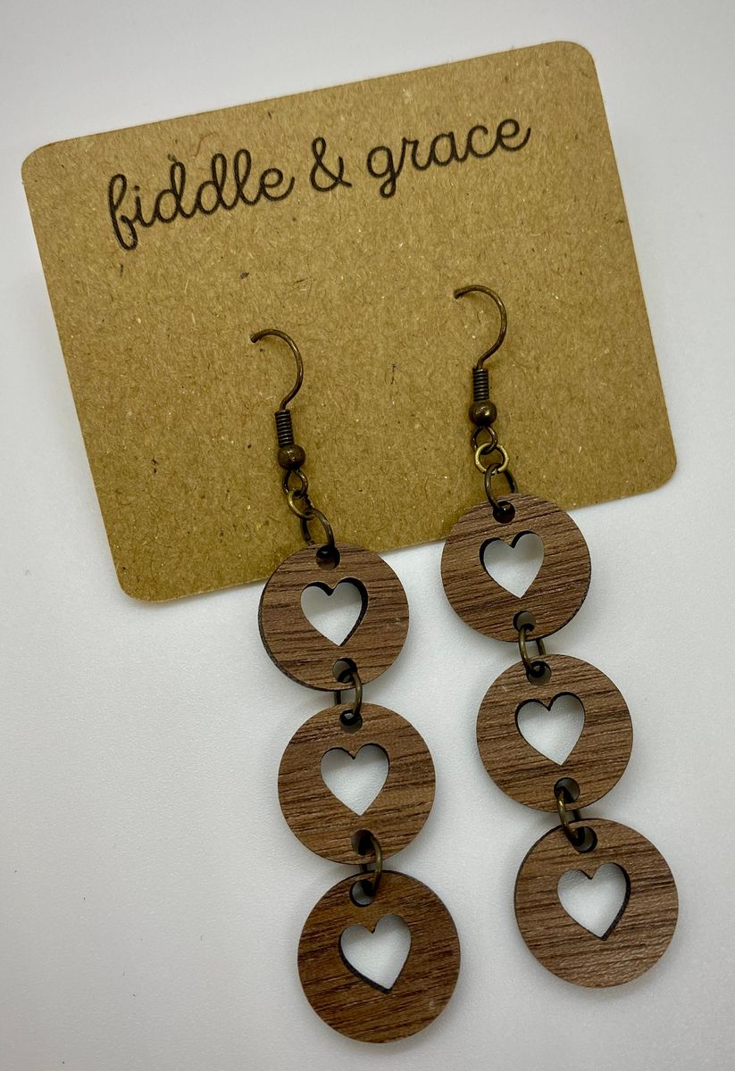 Drop Heart Wood Jewelry