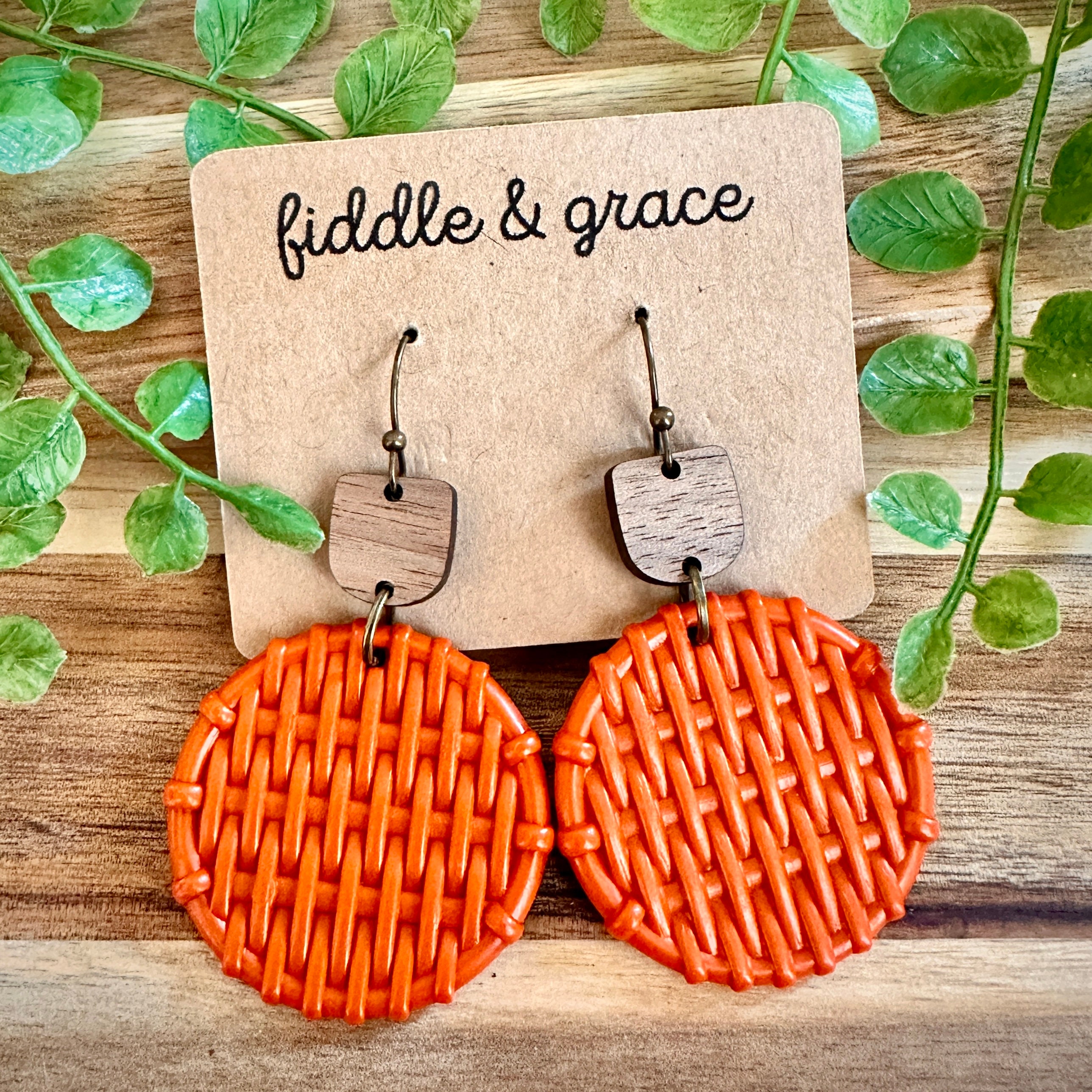 Earrings | Wood Earrings | Acrylic Earrings | Basket Earr...