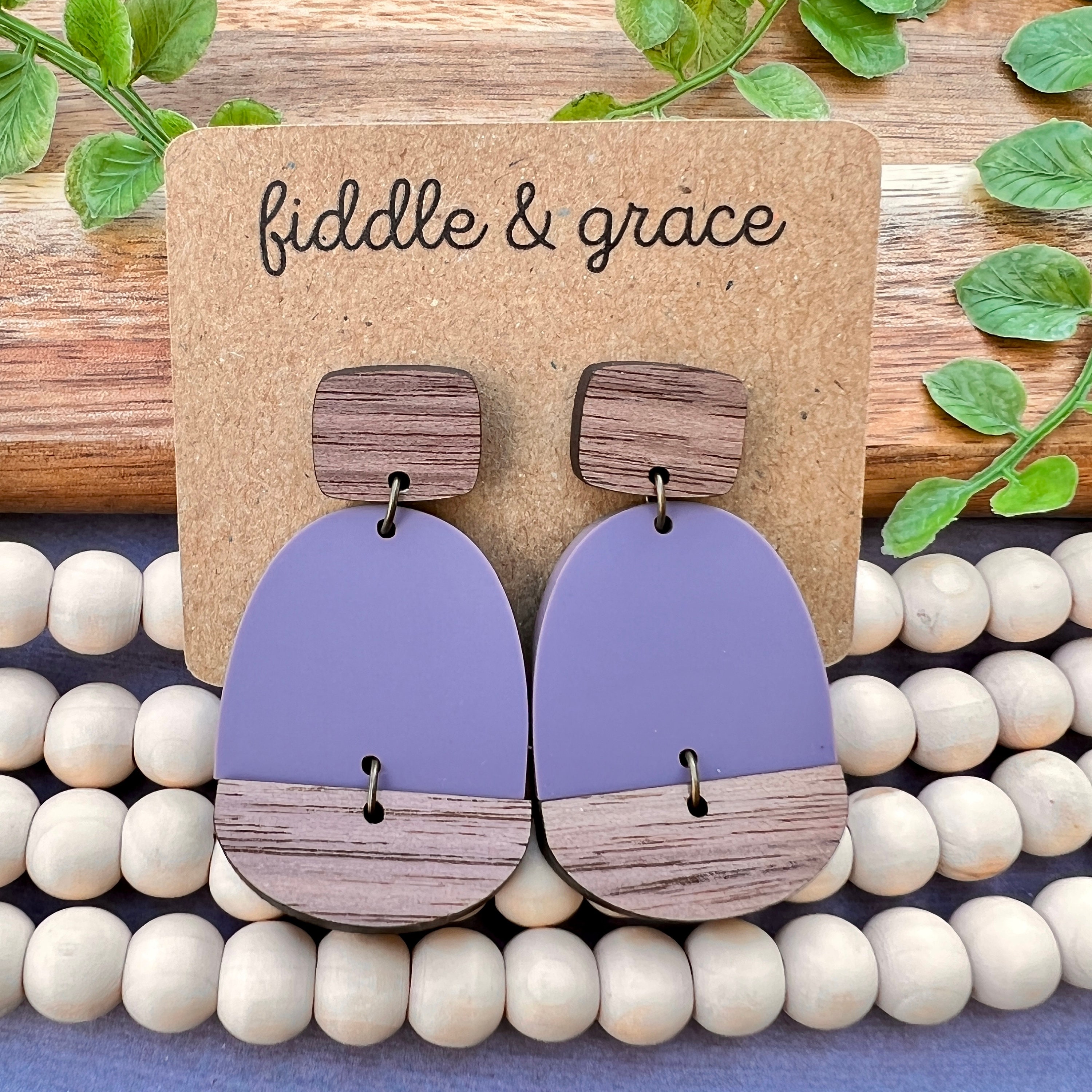 Earrings | Wood Earrings | Dangle Earrings | Acrylic and...