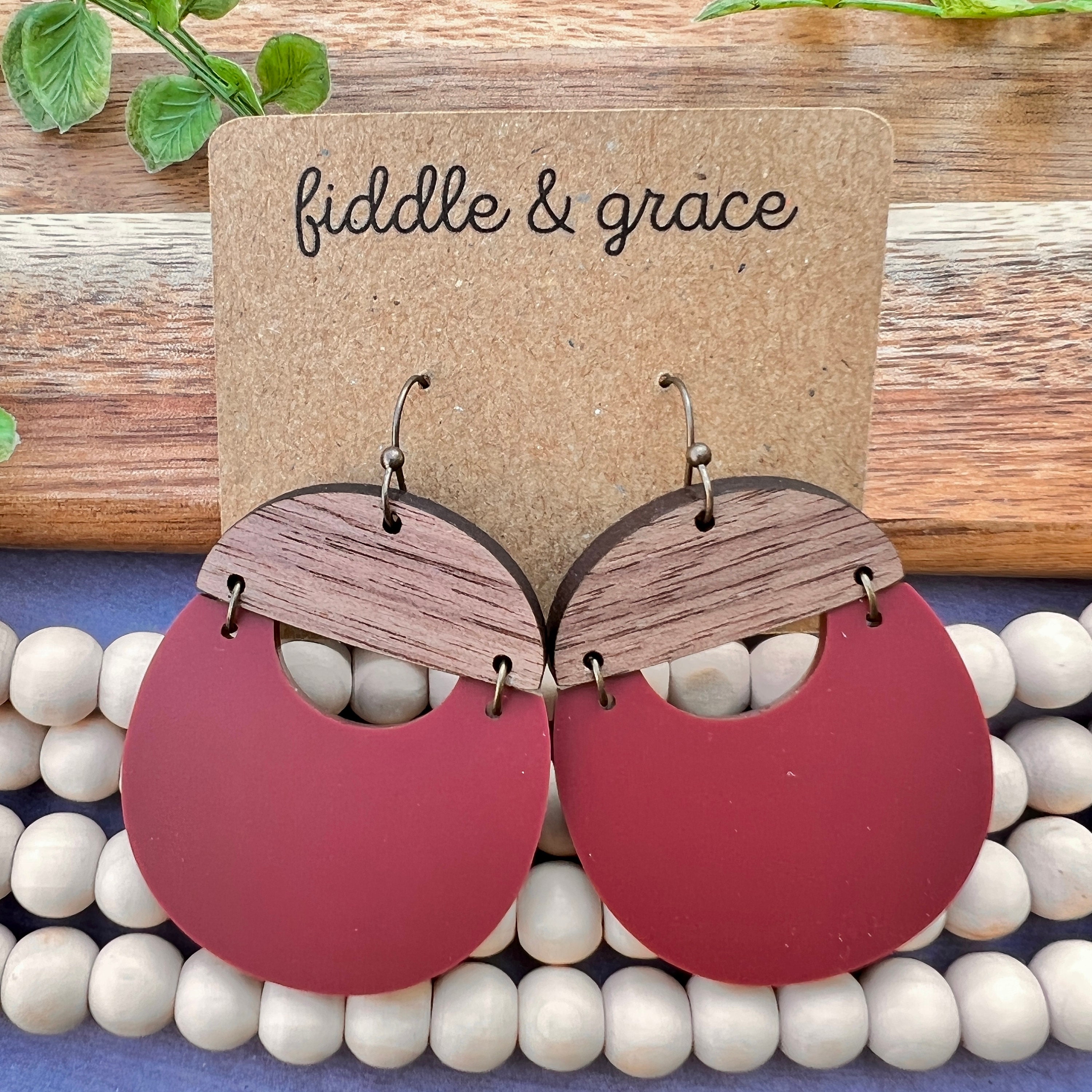 Earrings | Wood Earrings | Dangle Earrings | Acrylic and...