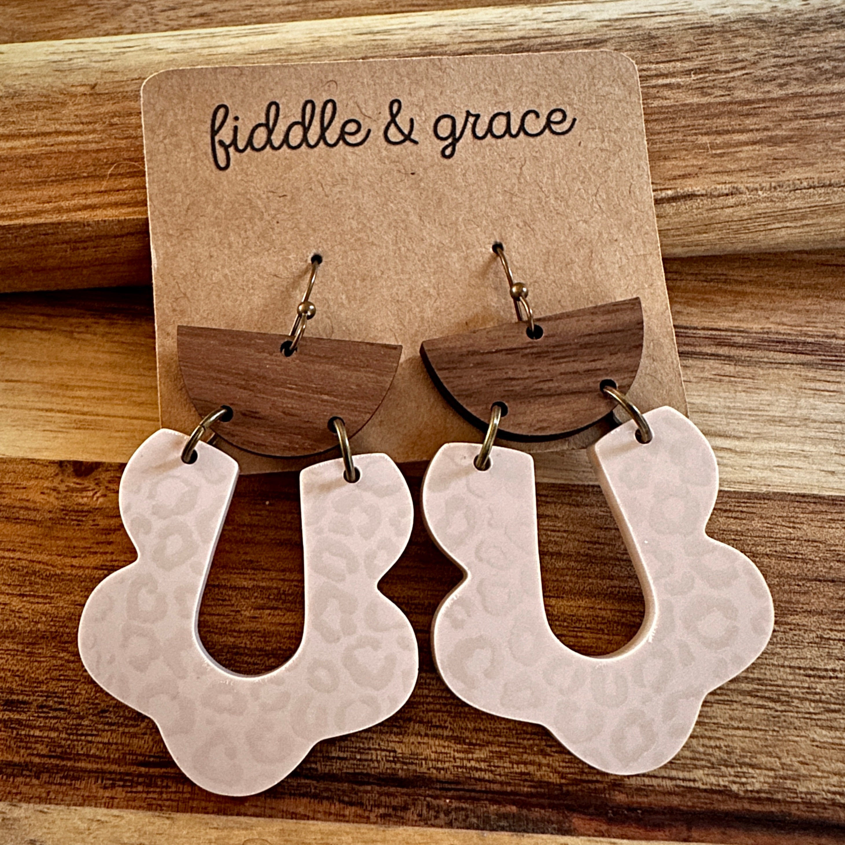 Earrings | Wood Earrings | Leopard Print Earrings | Dangl...