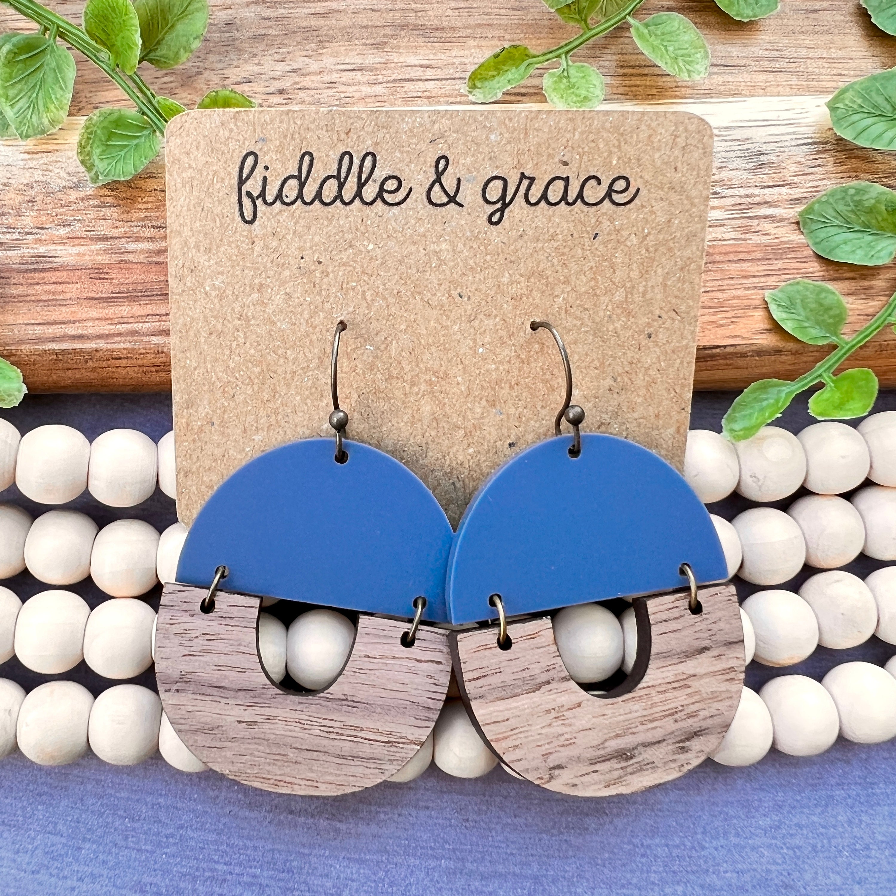 Earrings | Wood Earrings | Dangle Earrings | Acrylic and...