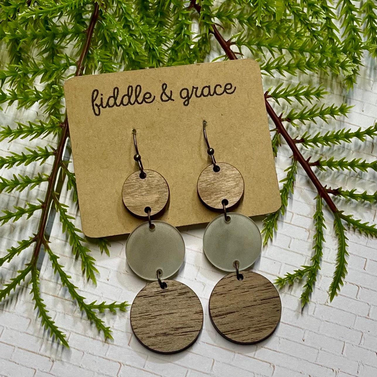 Earrings | Wood and Acrylic Earrings | Wood Earrings | Ac...