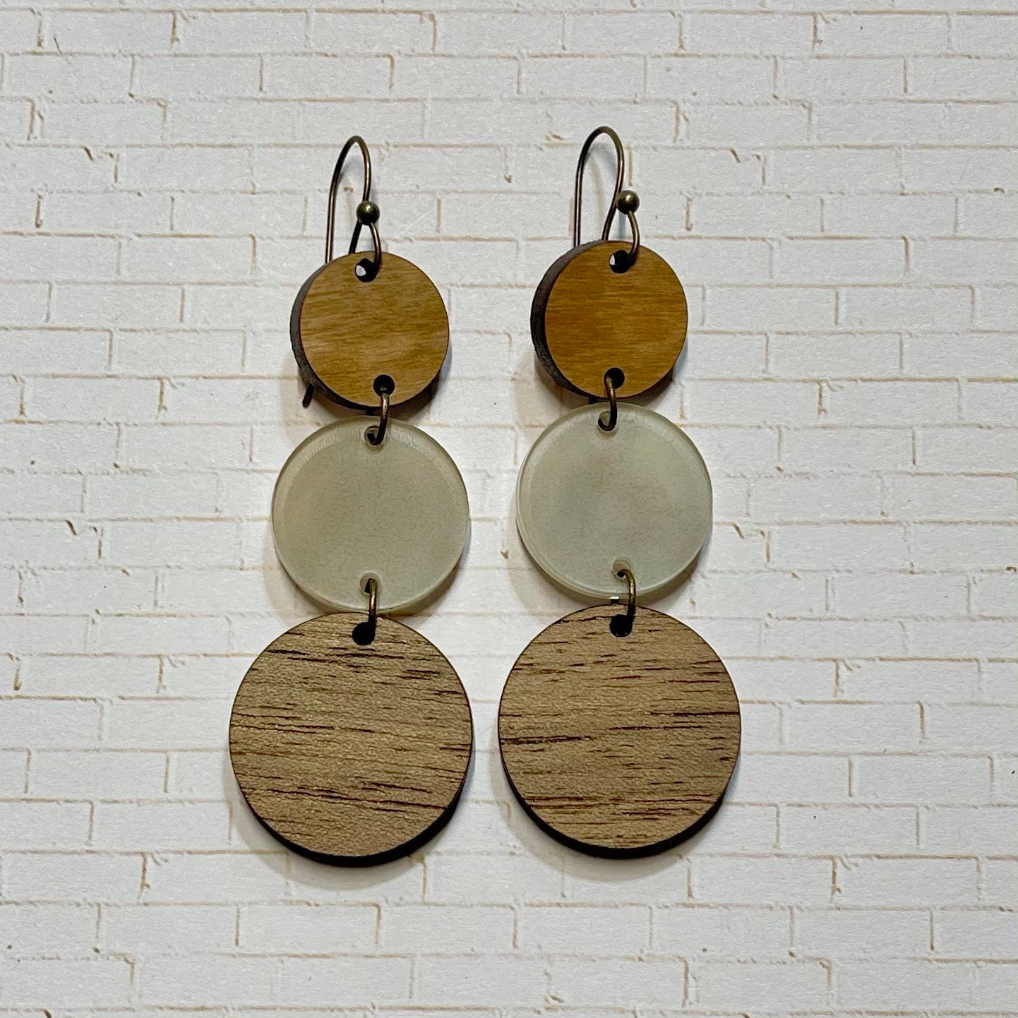 Wood and Acrylic Earrings view 2